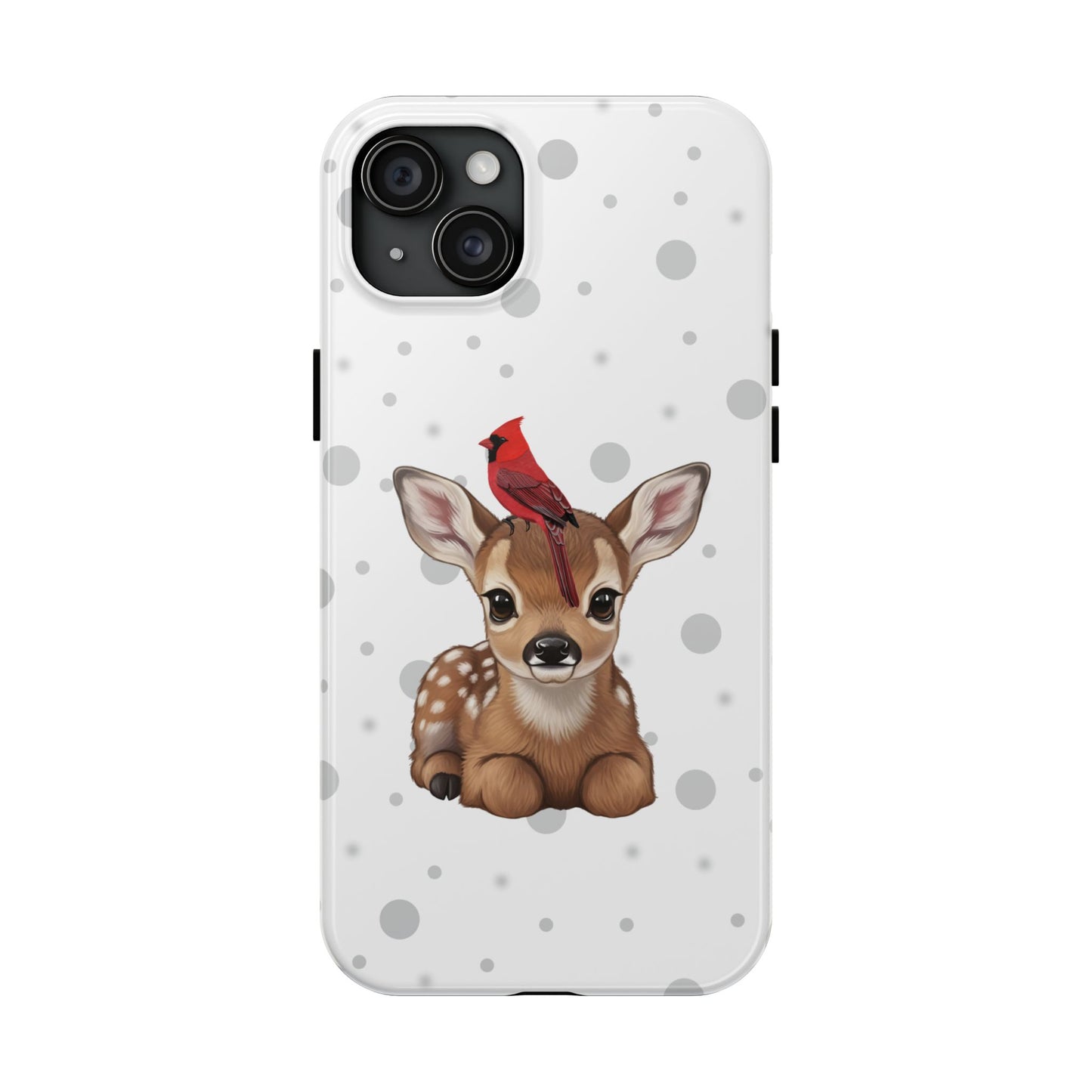 Cute Fawn with a Cardinal Animal iPhone Case - Dual-Layer PC/TPU Protective Cover for iPhone