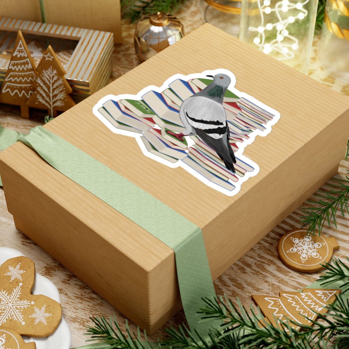 Pigeon Bird and Books Birdlover Bookworm Sticker