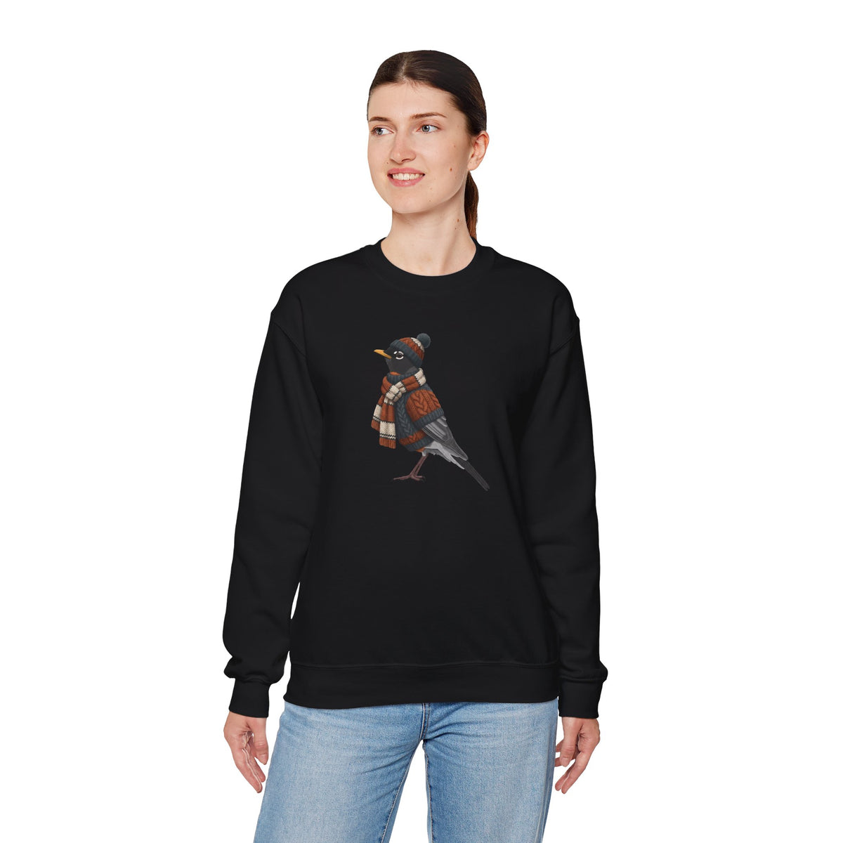 American Robin Winter Sweatshirt | Bird Watcher Crewneck | Unisex Songbirds Wearing Knit Gift for Bird Lovers