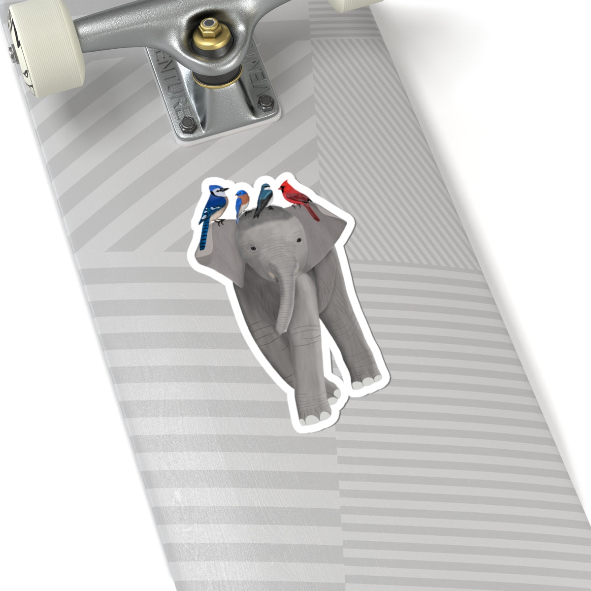 Elephant with Birds Blue Jay Bluebird Cardinal Sticker