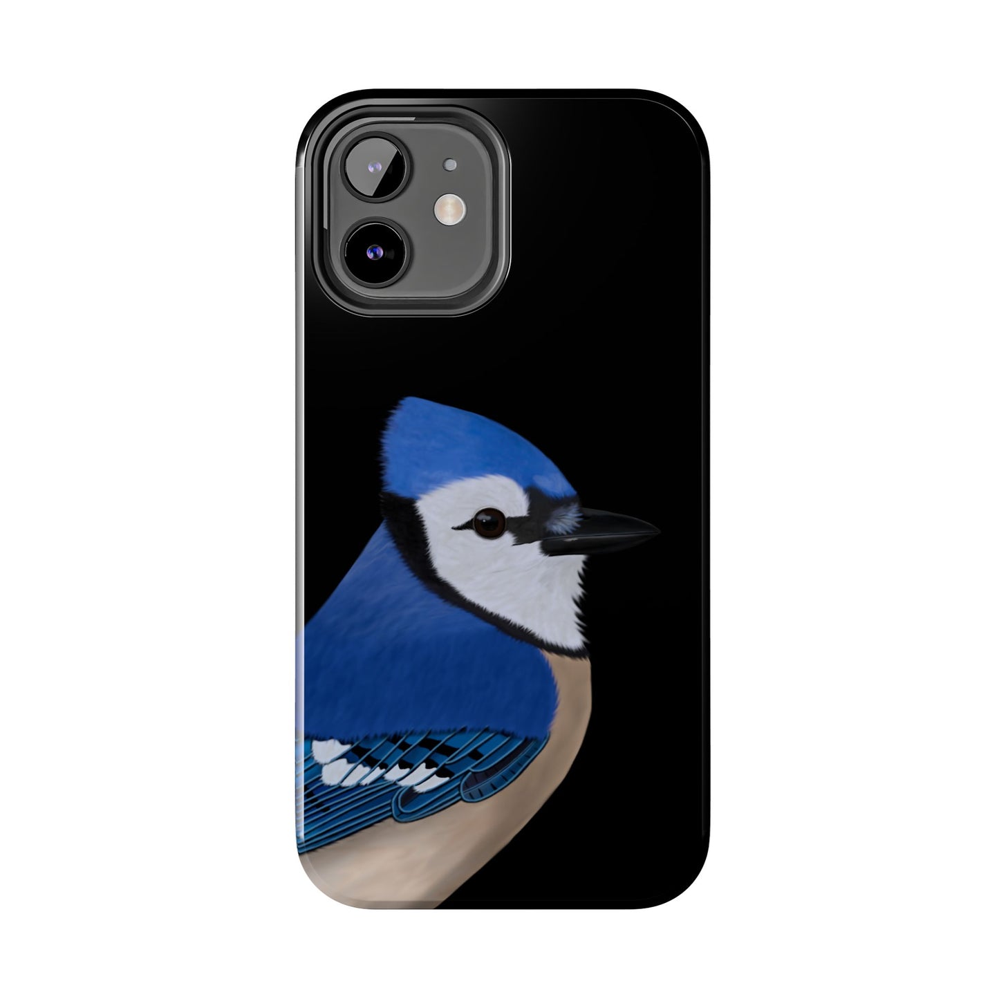 Blue Jay Bird Art Tough Phone Case Black