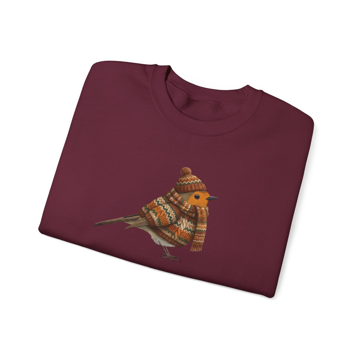 Robin Winter Sweatshirt | Bird Watcher Crewneck | Unisex Songbirds Wearing Knit Gift for Bird Lovers