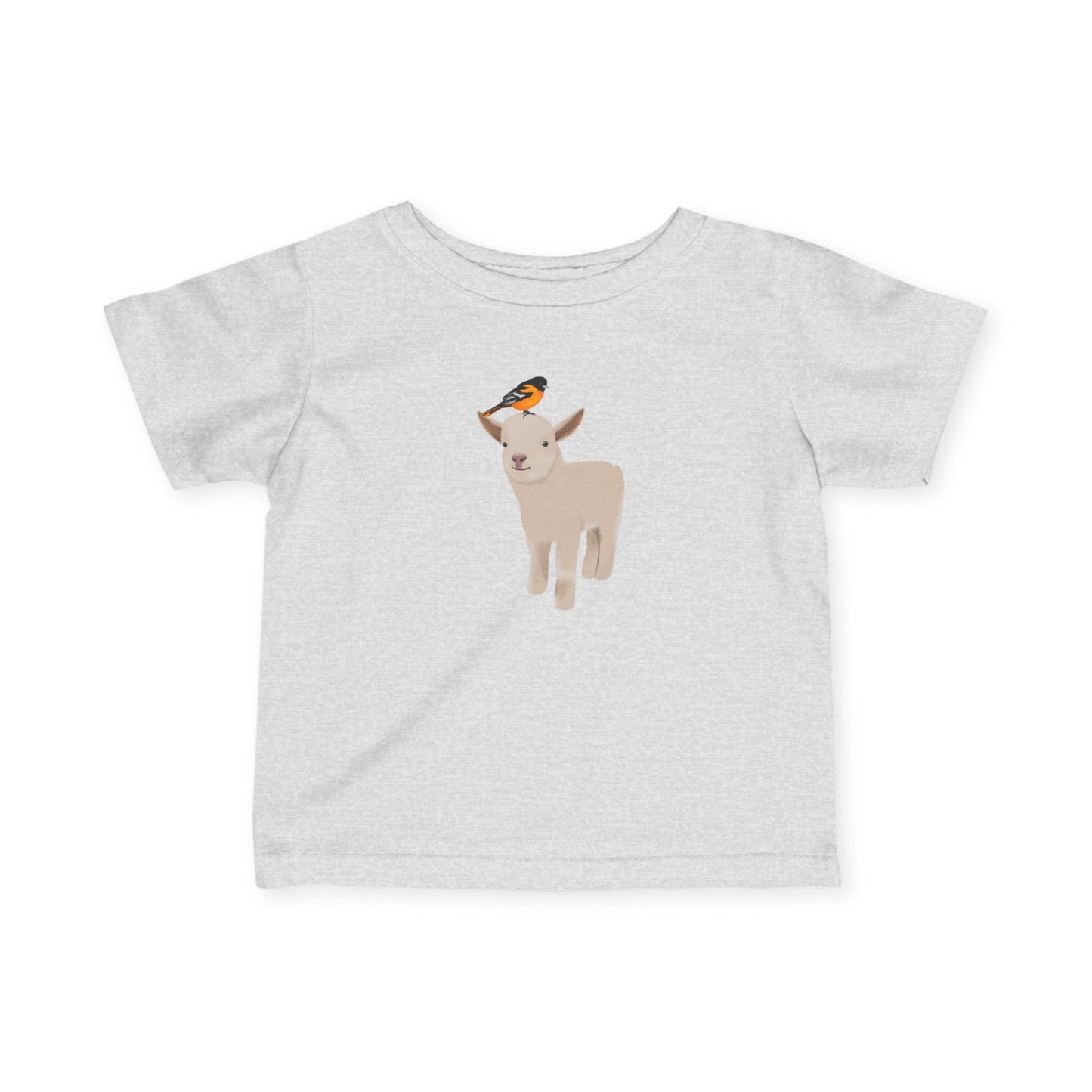 Cute Little Lamb with Baltimore Oriole Bird Baby & Toddler T-Shirt