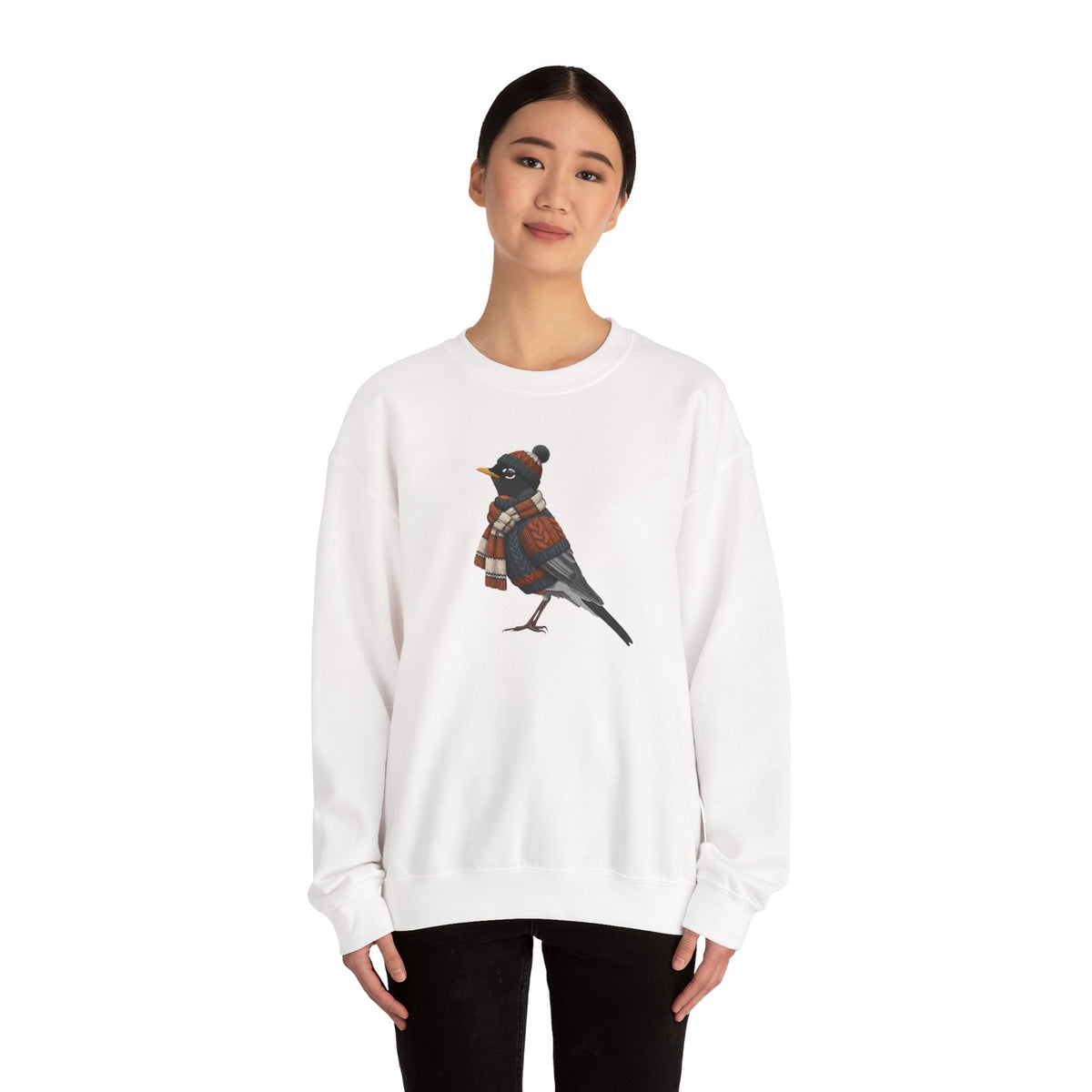 American Robin Winter Sweatshirt | Bird Watcher Crewneck | Unisex Songbirds Wearing Knit Gift for Bird Lovers