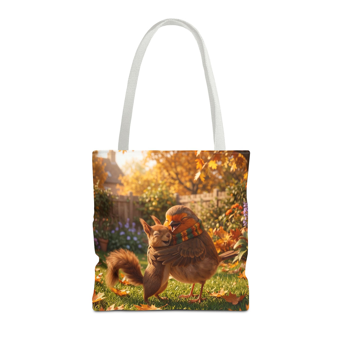 Tragetasche Rosi Rotkehlchen & Eichhörnchen | Bedruckter Shopper für Vogelfreunde