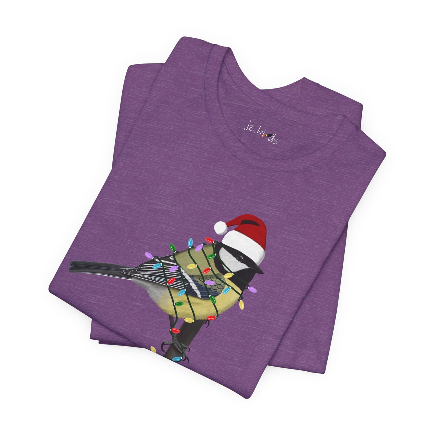 Chickadee with Fairy Lights Christmas Bird T-Shirt