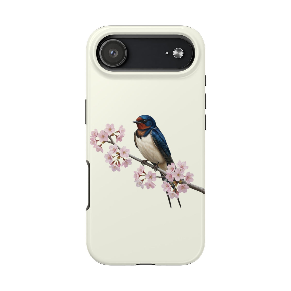 Barn Swallow & Cherry Blossom Tough iPhone Case Creamy White