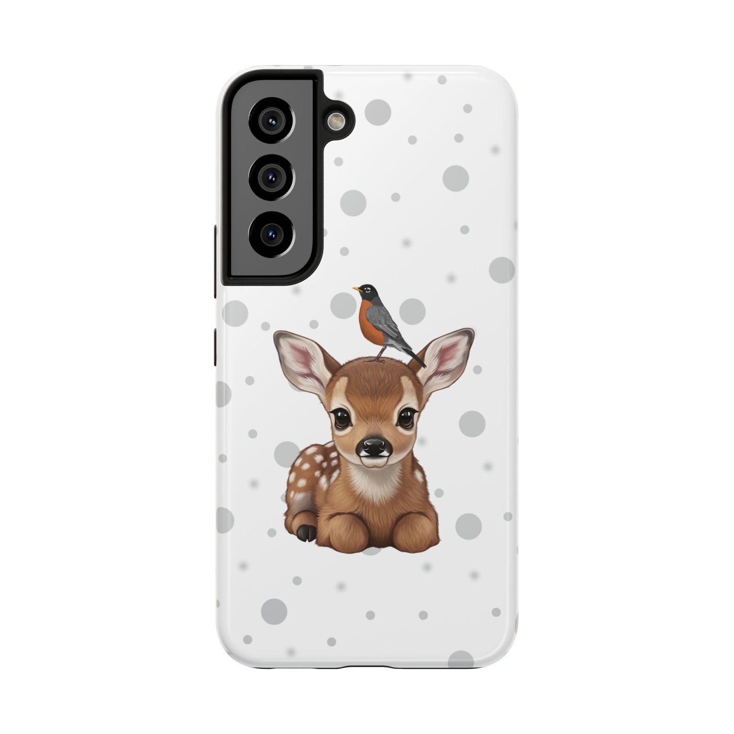 Cute Fawn with American Robin Animal iPhone Case - Dual-Layer PC/TPU Protective Cover for iPhone