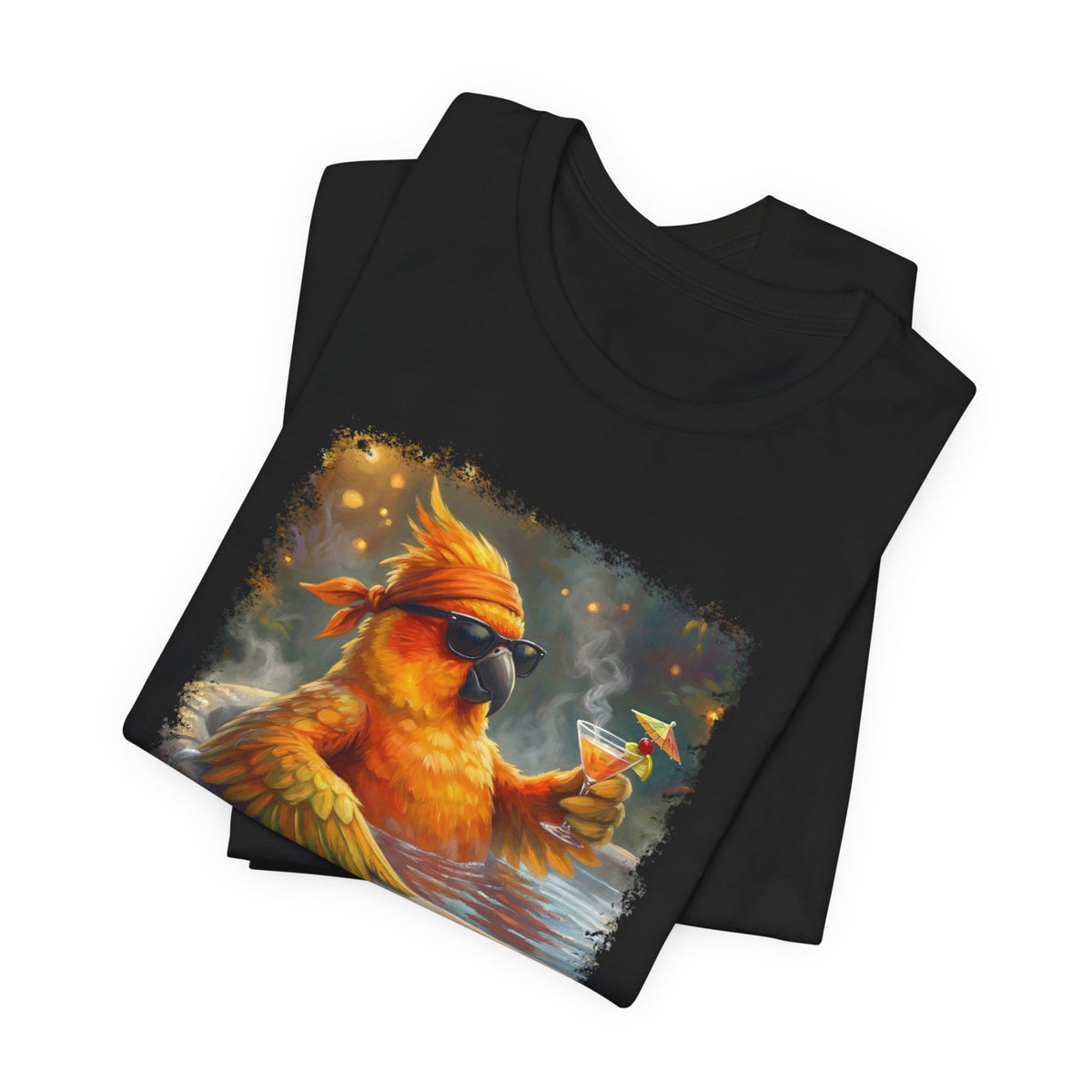 Funny Sun Parakeet T-Shirt | Bird with Sunglasses & Drink Unisex Summer Tee – lover
