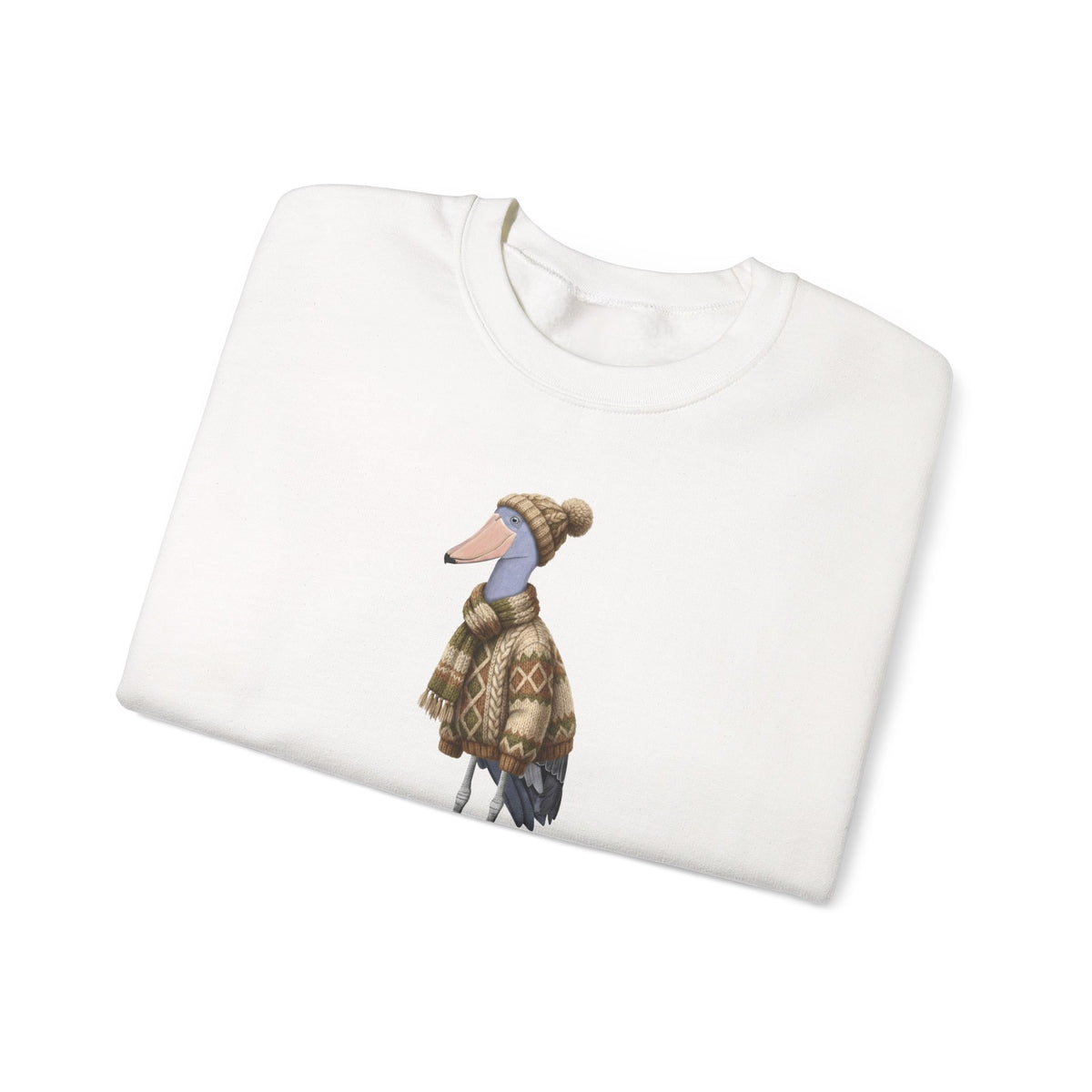 Shoebill Winter Sweatshirt | Bird Watcher Crewneck | Unisex Songbirds Wearing Knit Gift for Bird Lovers