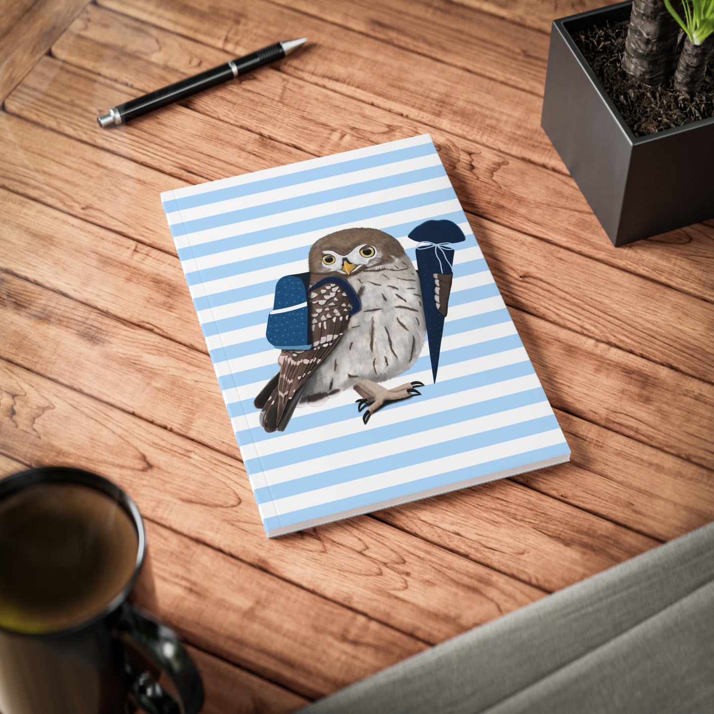 Eule Notizbuch Geschenk zur Einschulung A5 Softcover 150 Seiten Liniert