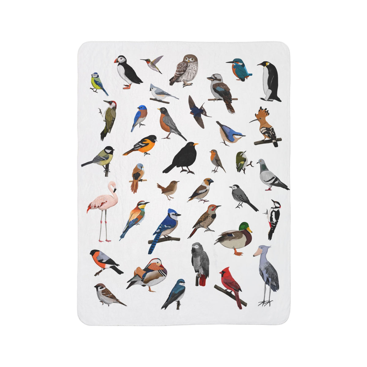 Bird Art Fleece Sherpa Blanket (60"x80") - Thick, Ultra-Soft & Cozy Throw for Lovers – Pattern