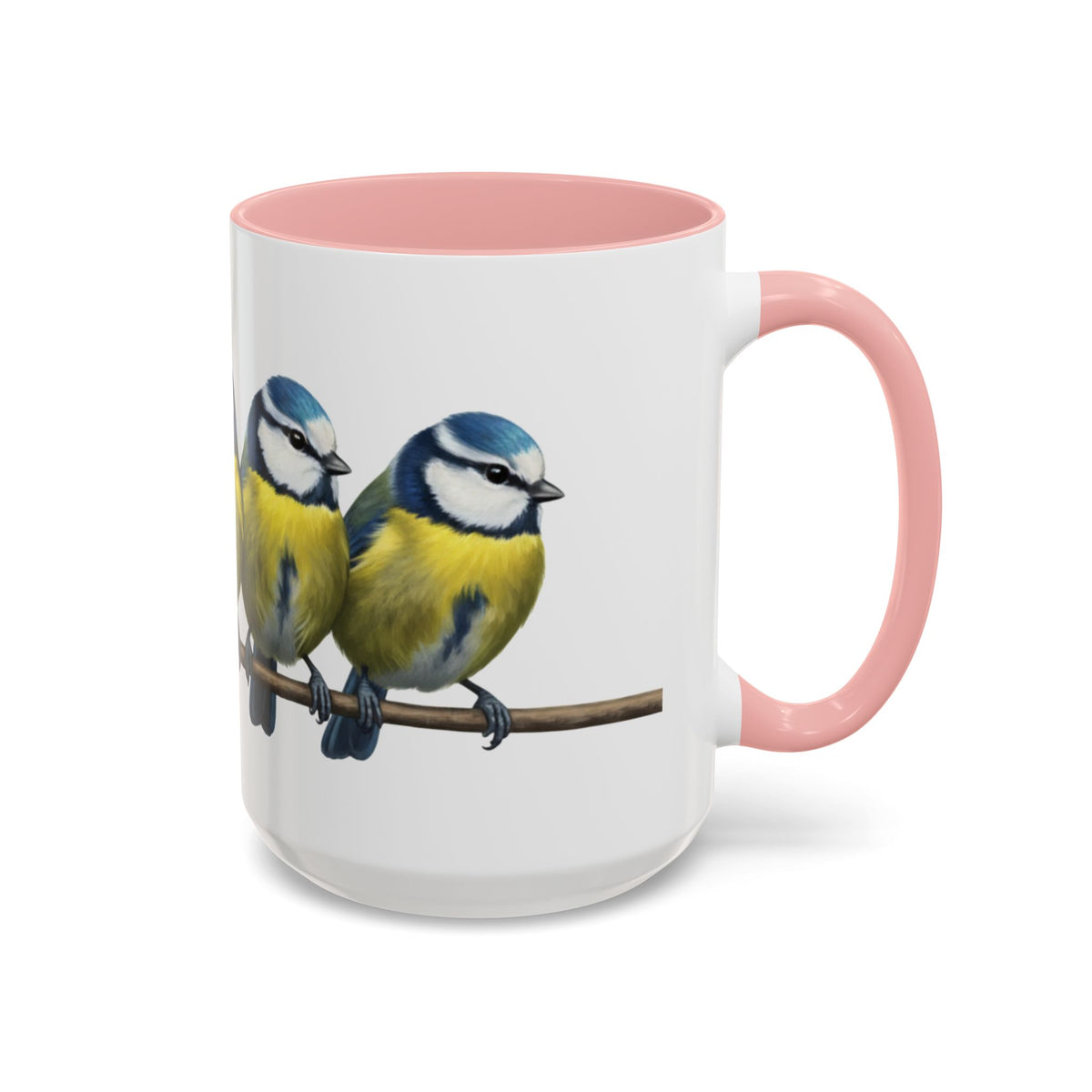Blue Titmice on a Branch Ceramic Bird Coffee Mug – Custom Gift for Watchers in Black