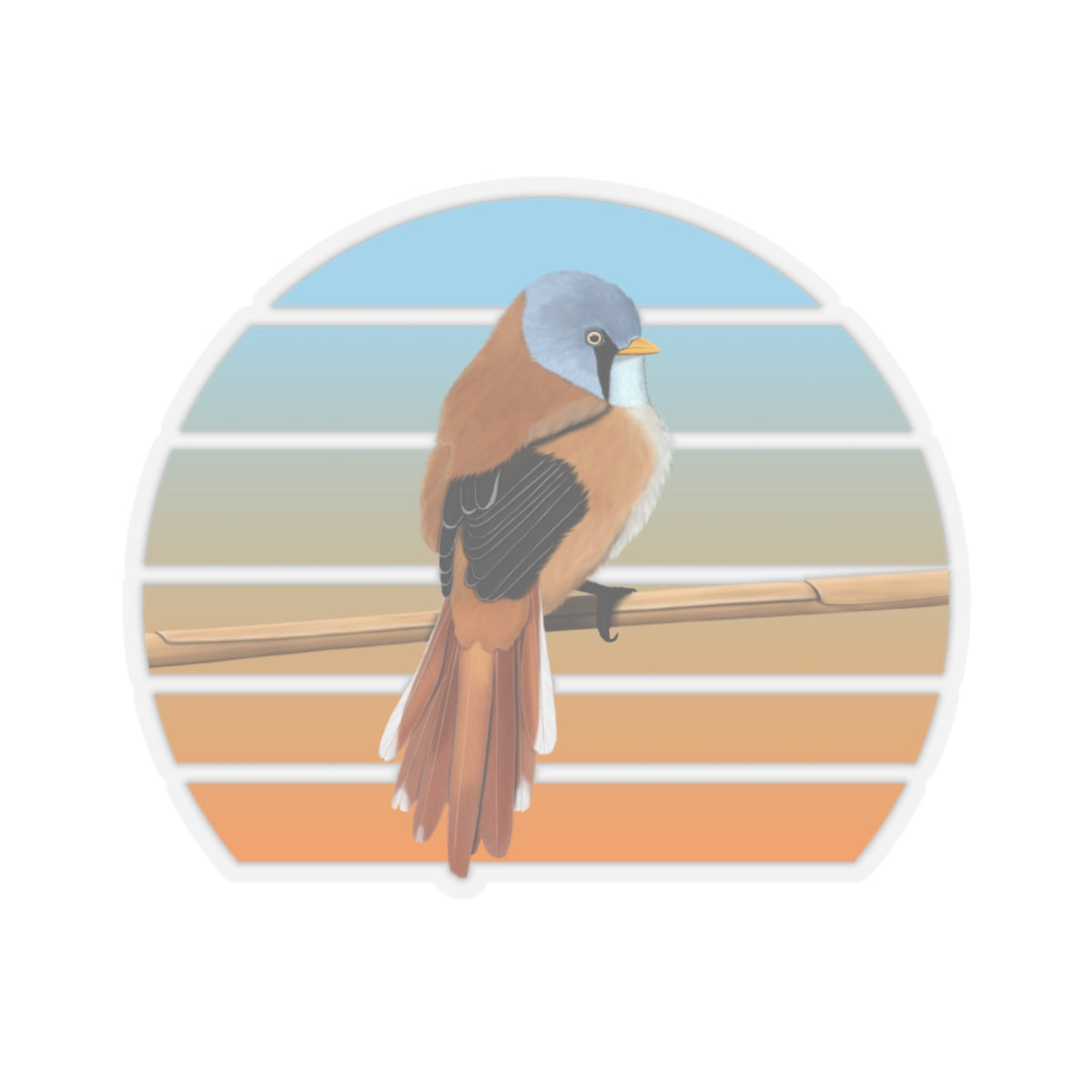 Bearded Reedling Bird Sticker
