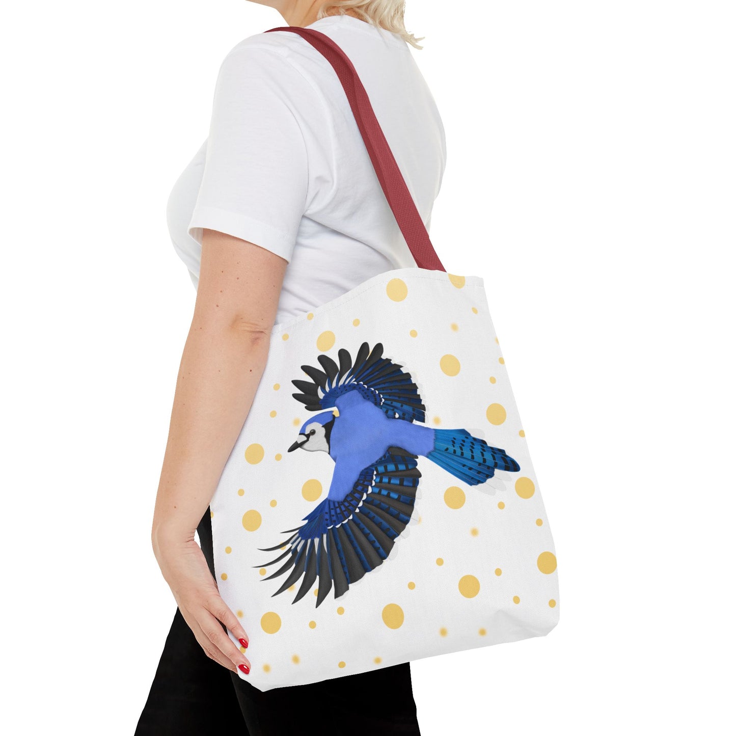 Blue Jay mit Goldenen Punkten Vogel Tragetasche 40x40cm
