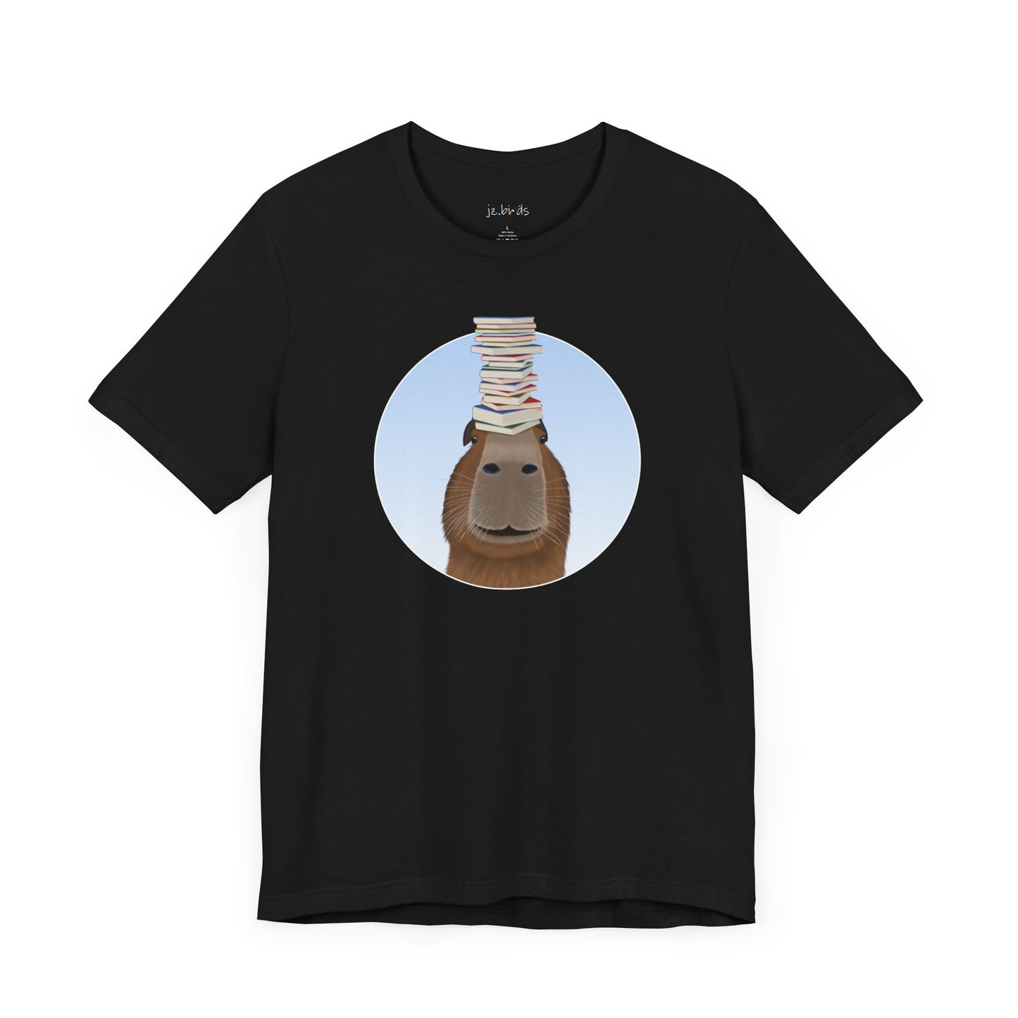 Capybara with Books Funny T-Shirt