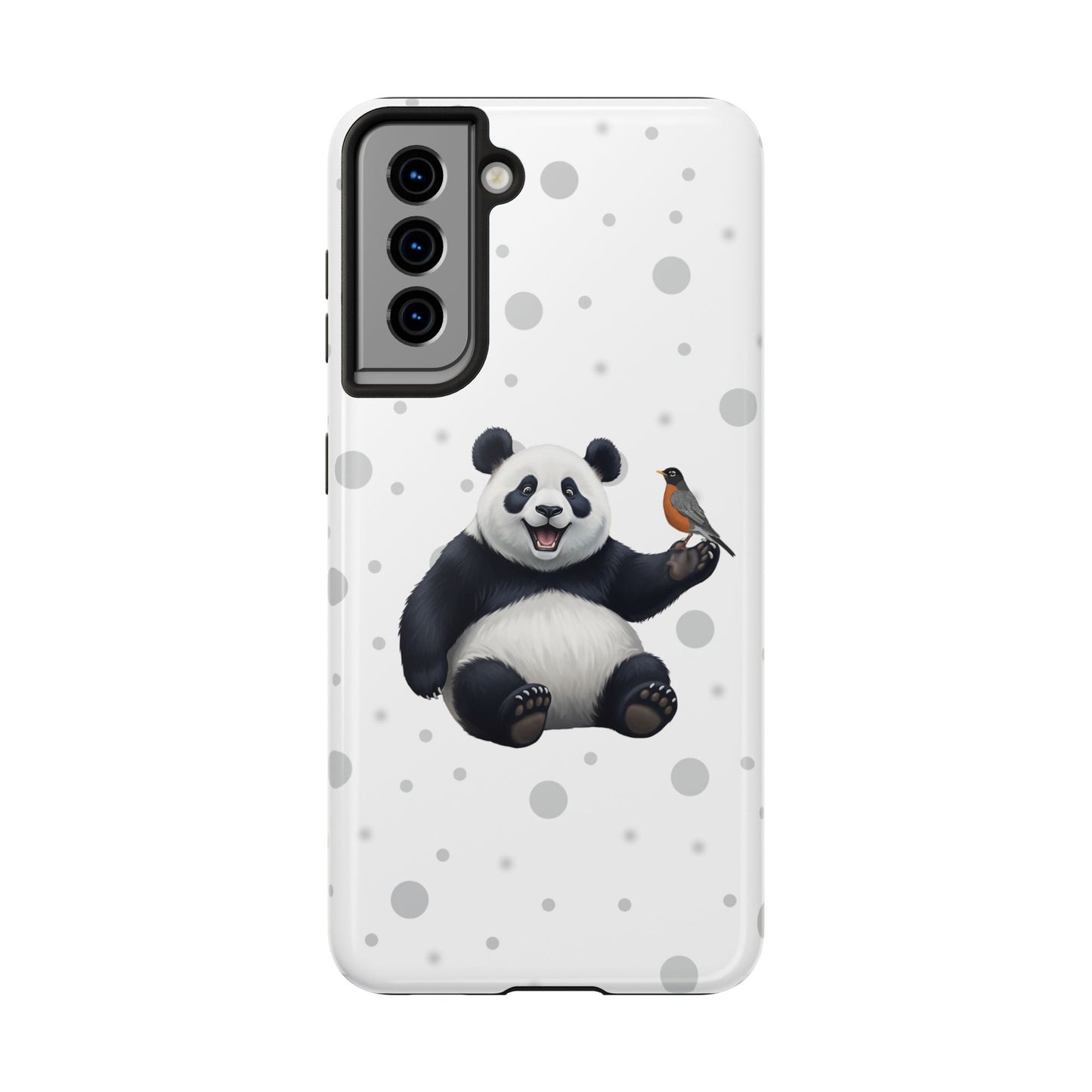 Cute Panda Bear with American Robin Animal iPhone Case - Dual-Layer PC/TPU Protective Cover for iPhone