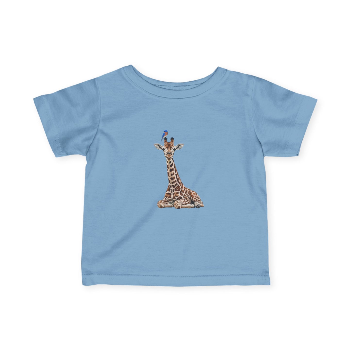 Cute Baby Giraffe with Bluebird Bird Baby & Toddler T-Shirt
