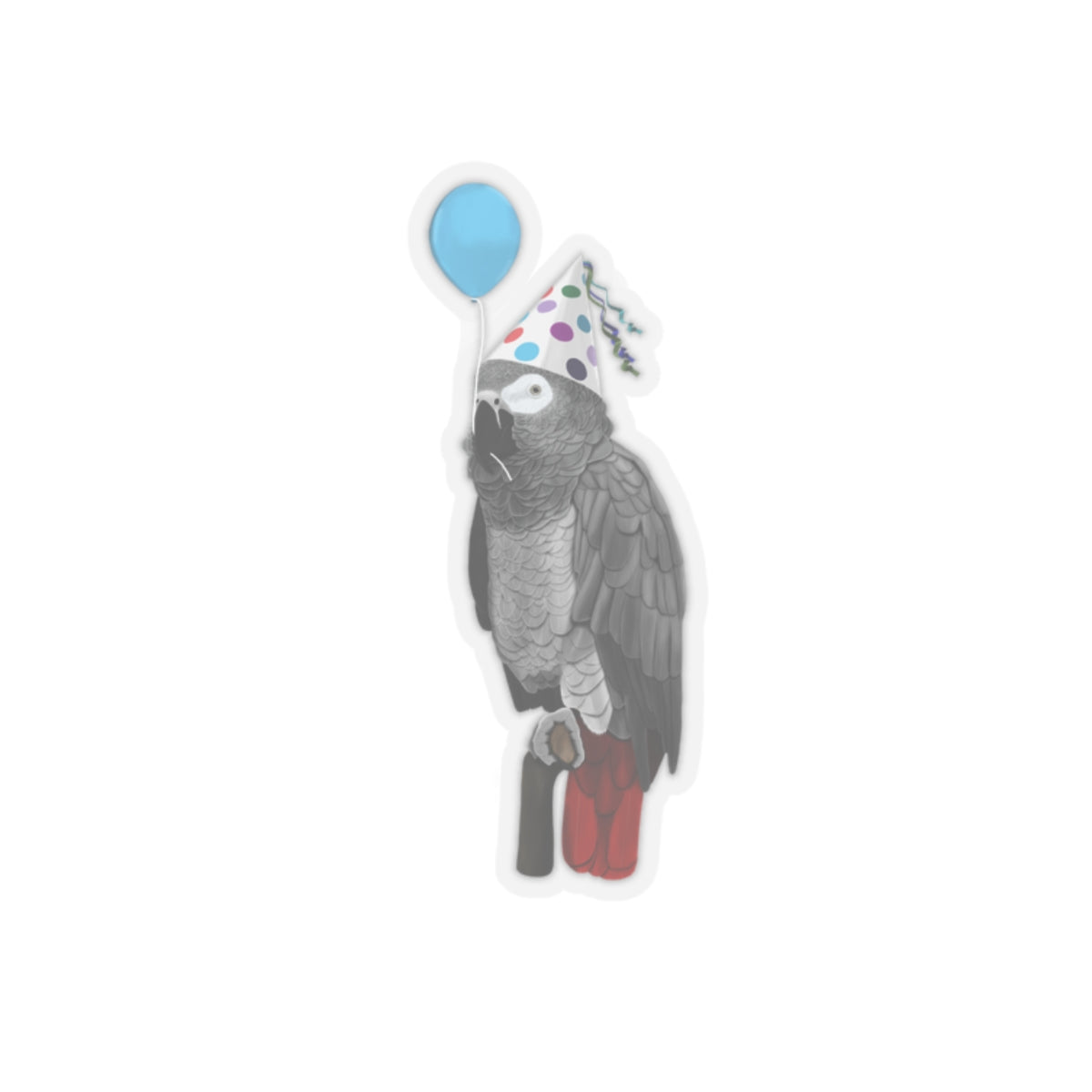 Grey Parrot Balloon Birthday Bird Kiss-Cut Sticker - jz.birds