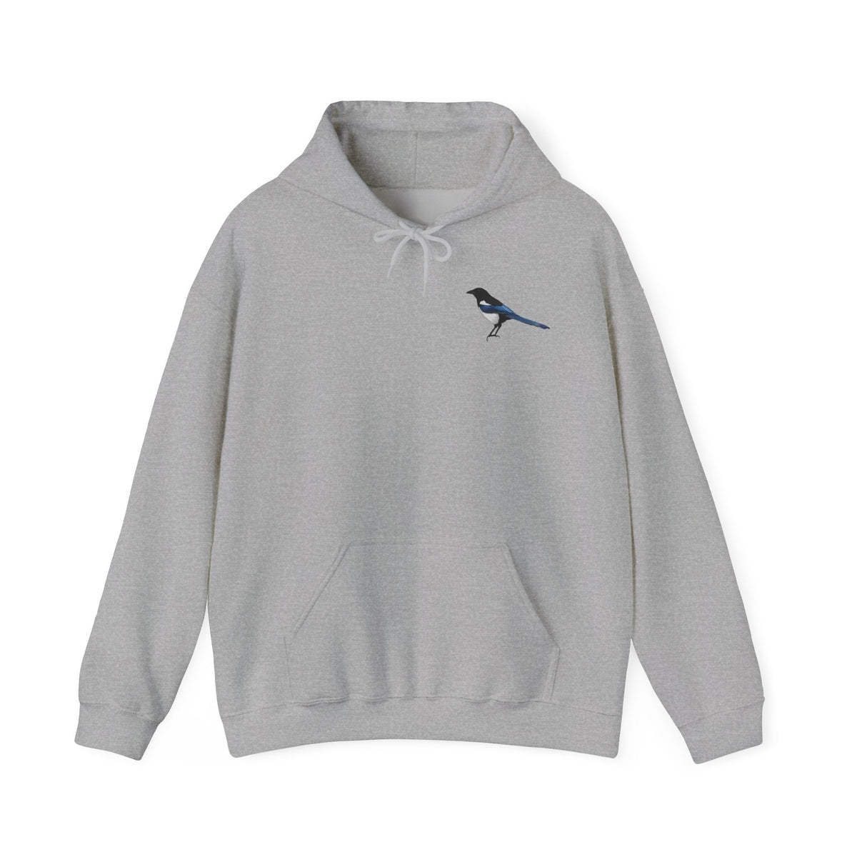 Elster Hoodie – Minimalistischer Kapuzenpullover mit kleinem Vogelmotiv für Naturfans