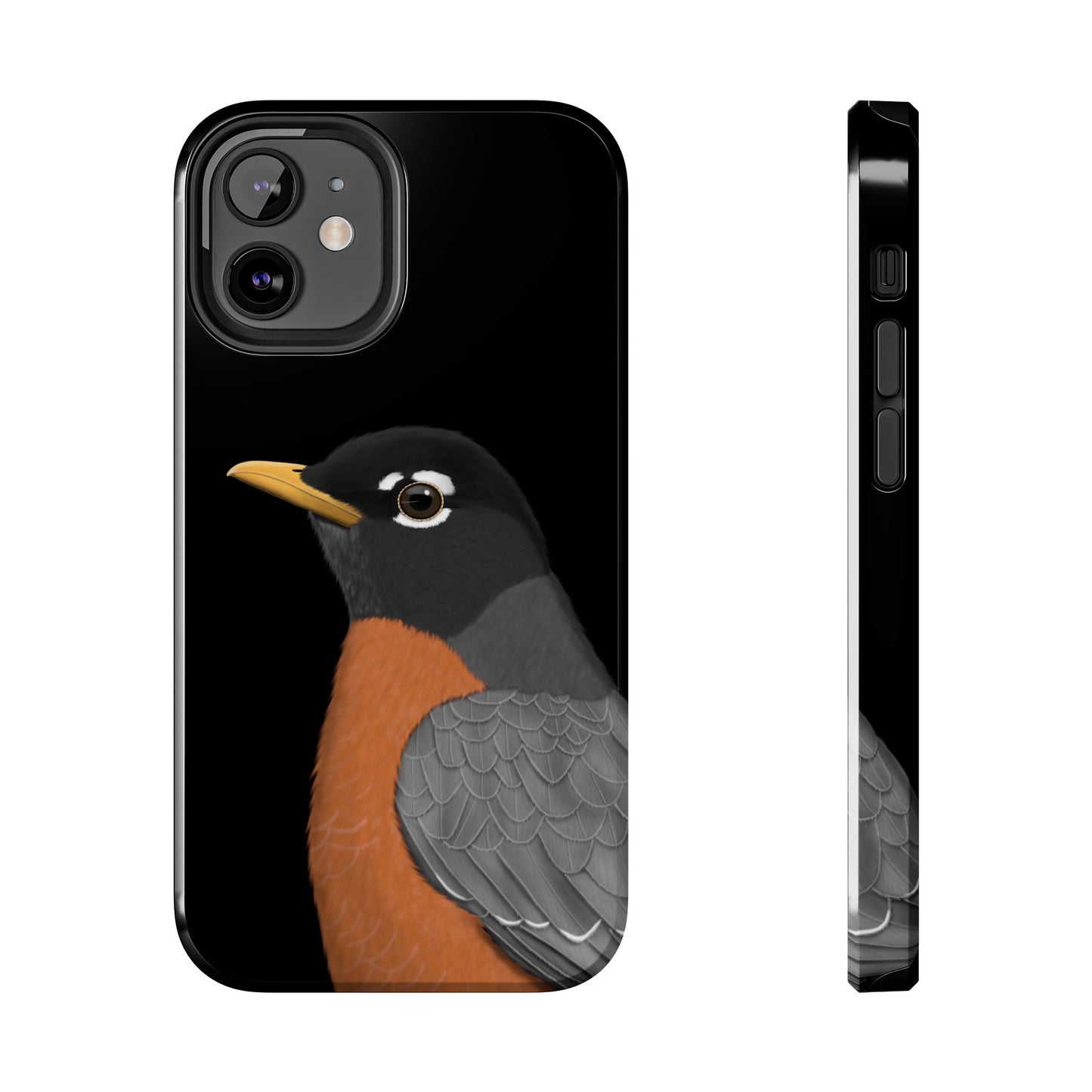 Robin Bird Art Tough Phone Case Black