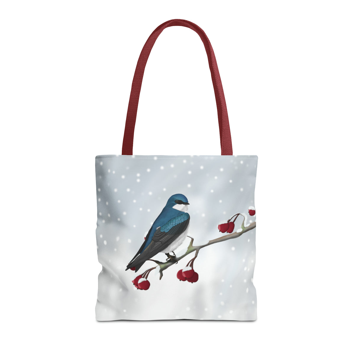 Tree Swallow on a Winter Branch Bird Tote Bag 16"x16" - jz.birds