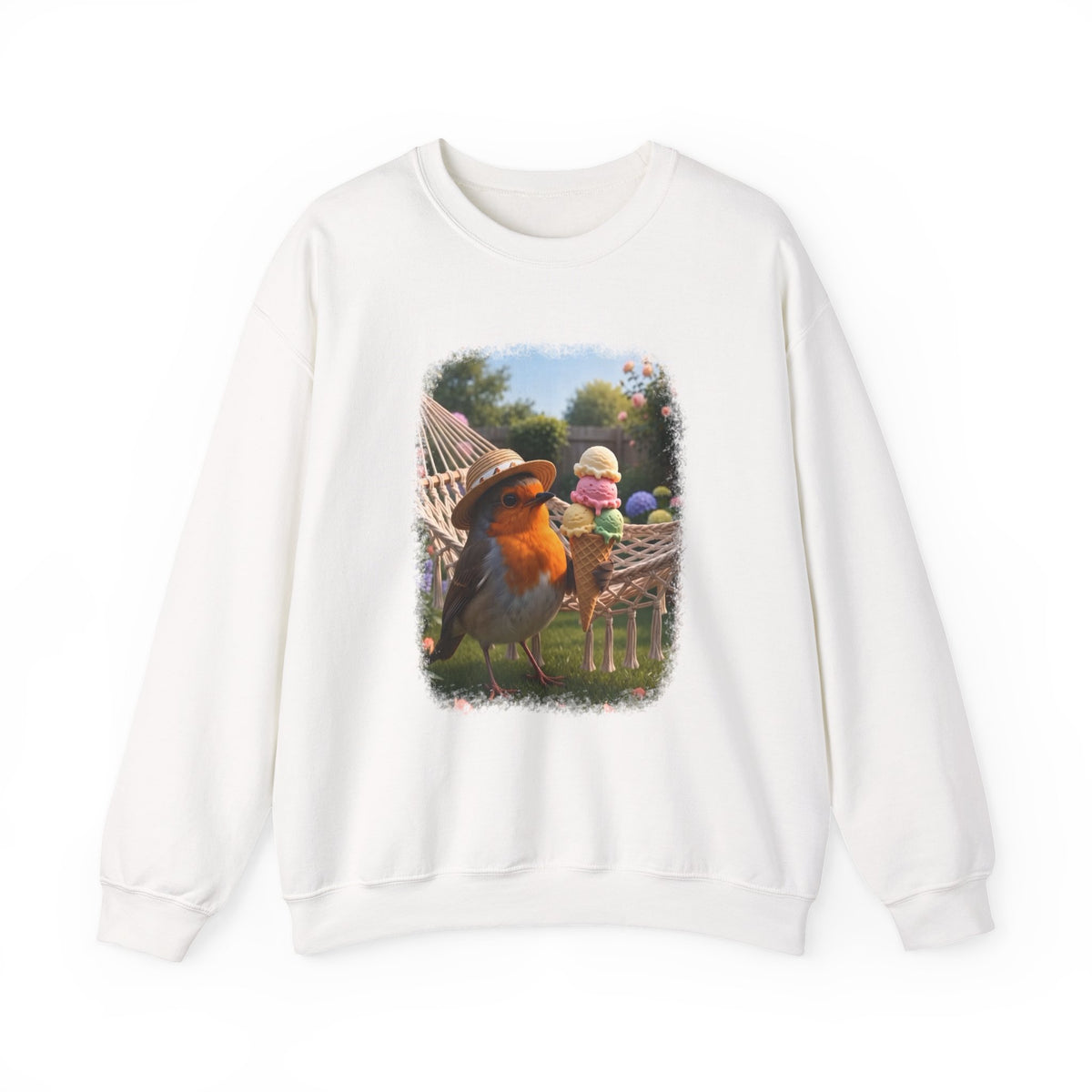 Robin Rosi Ice Cream Garden Premium Sweatshirt for Bird Lovers