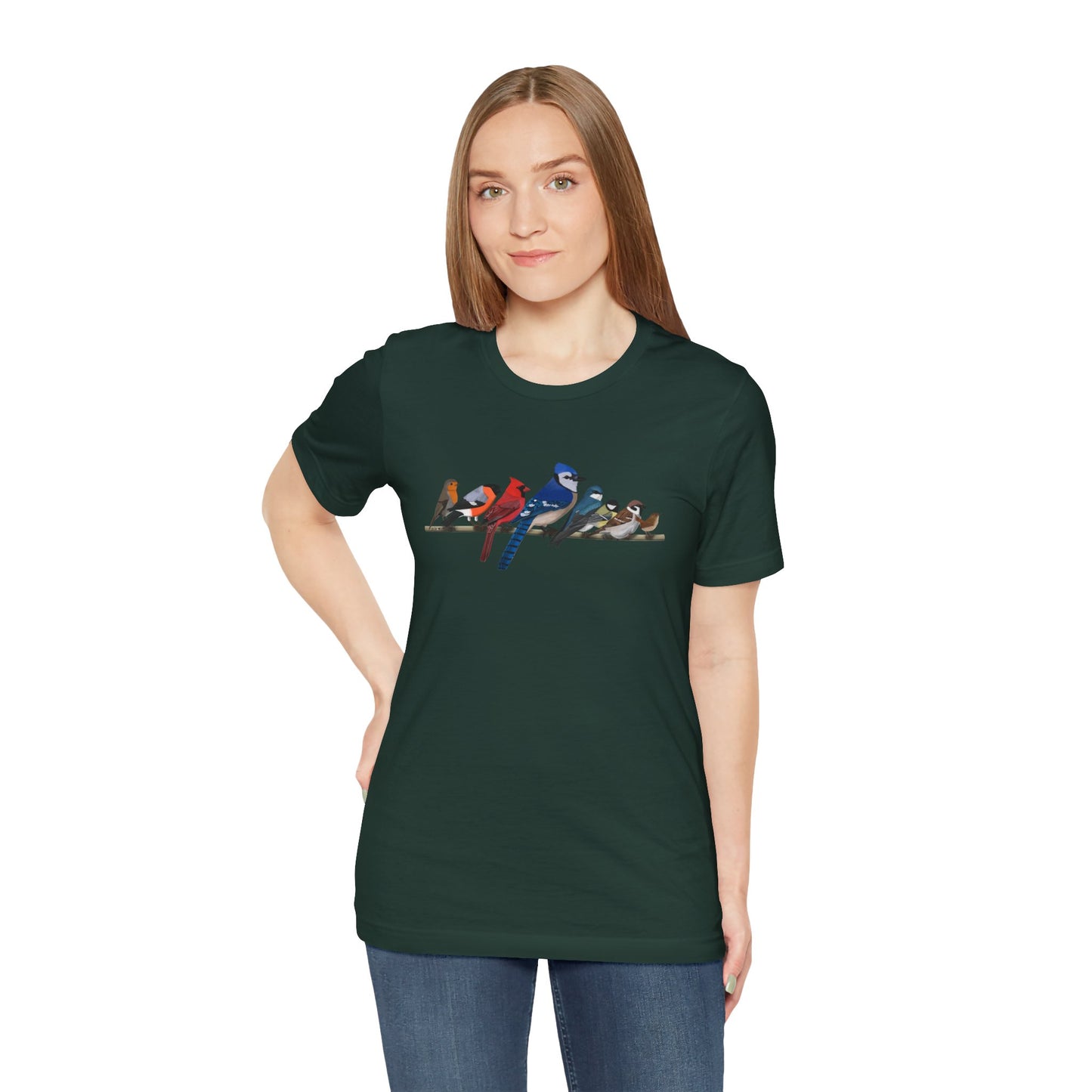 Blue Jay Cardinal Robin Garden Birds on a Branch Birding & Birdwatching Bird T-Shirt