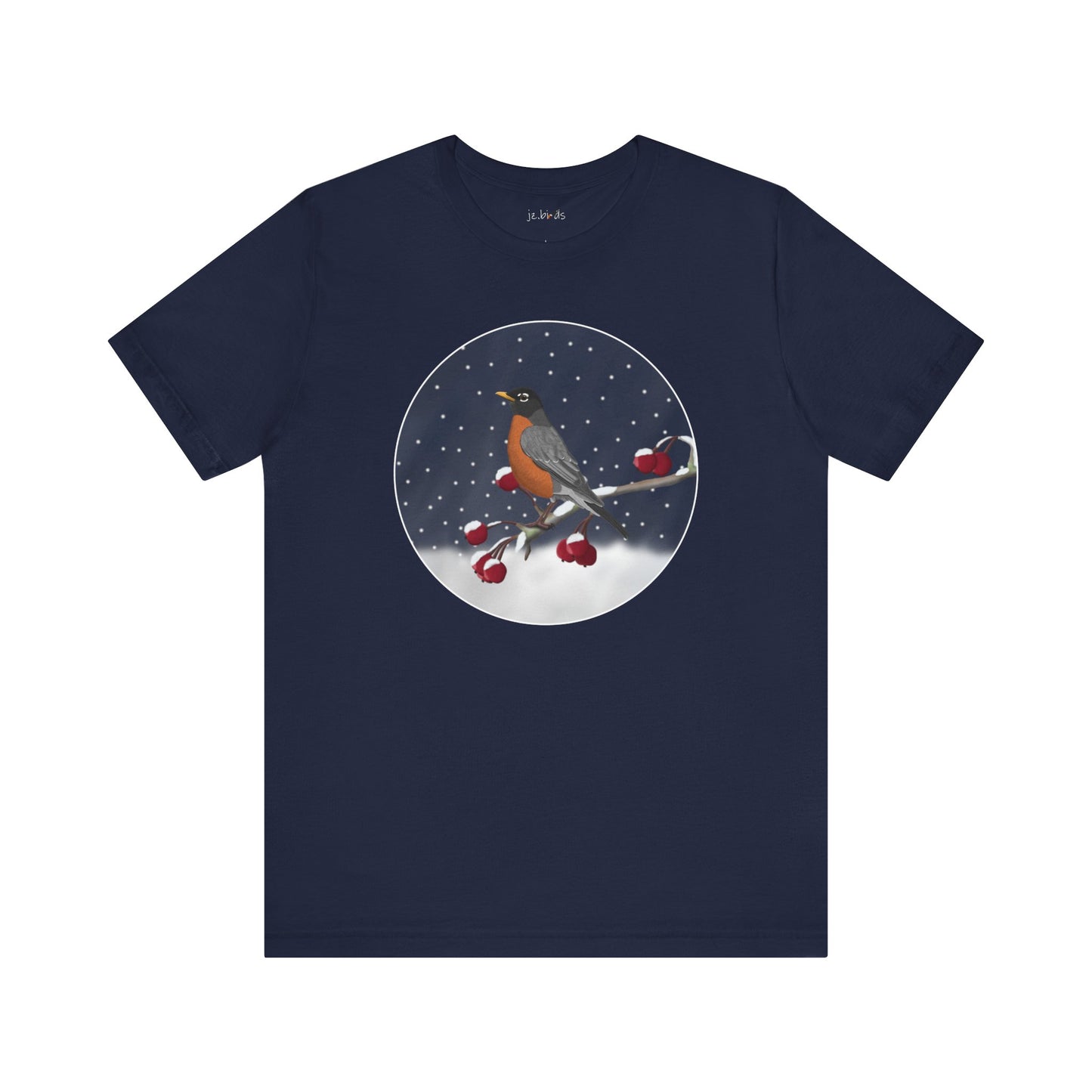 American Robin on a Winter Branch Birdwatcher Christmas Bird T-Shirt