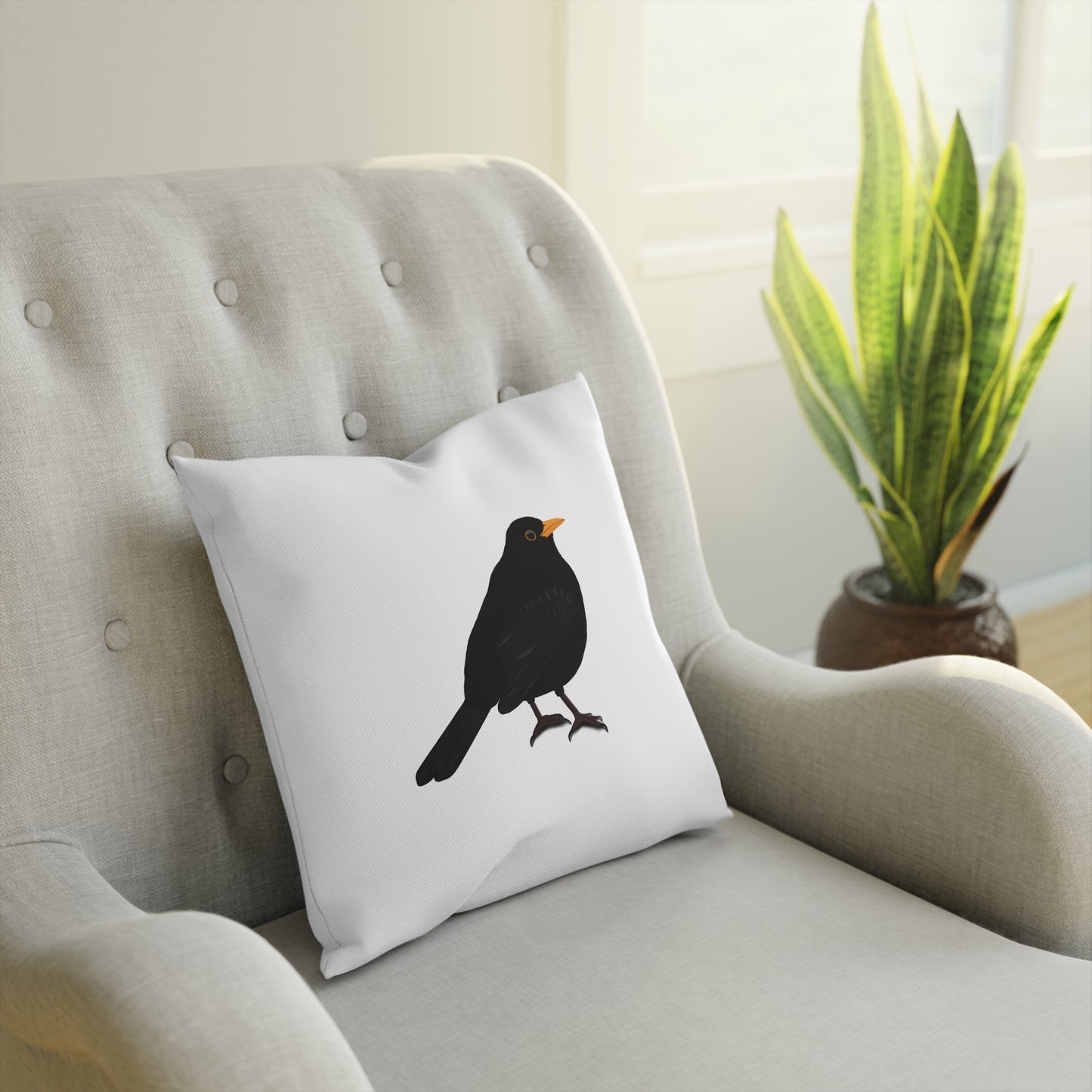 Amsel Vogel Kissen – Dekokissen mit Vogelmotiv für Vogelliebhaber und Vogelbeobachter