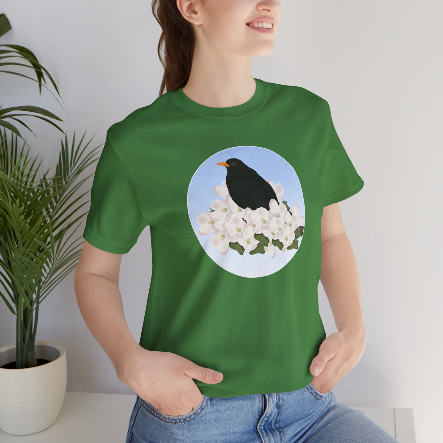 Blackbird and Spring Apple Blossoms Bird T-Shirt