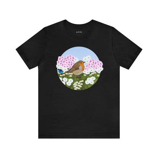 Robin and Summer Flowers Bird Tee