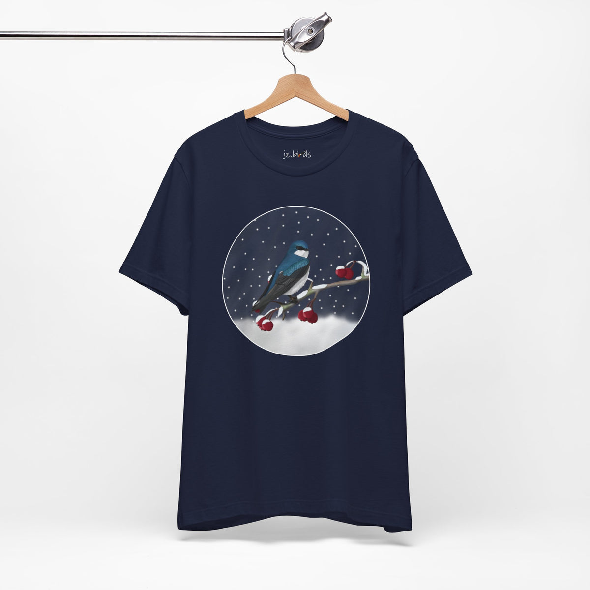 Tree Swallow on a Winter Branch Birdwatcher Christmas Bird T-Shirt