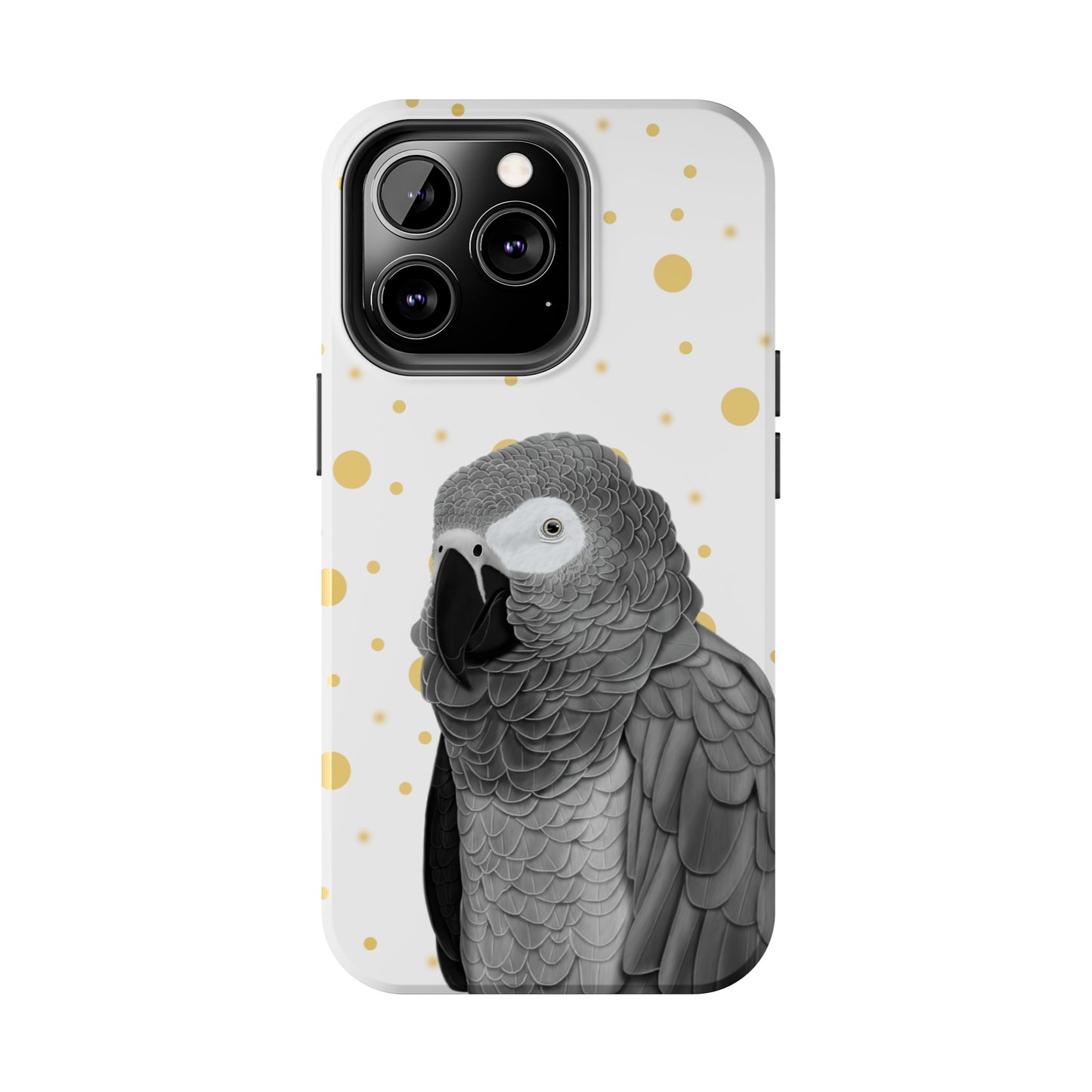 Grey Parrot Bird Art Tough Phone Case White