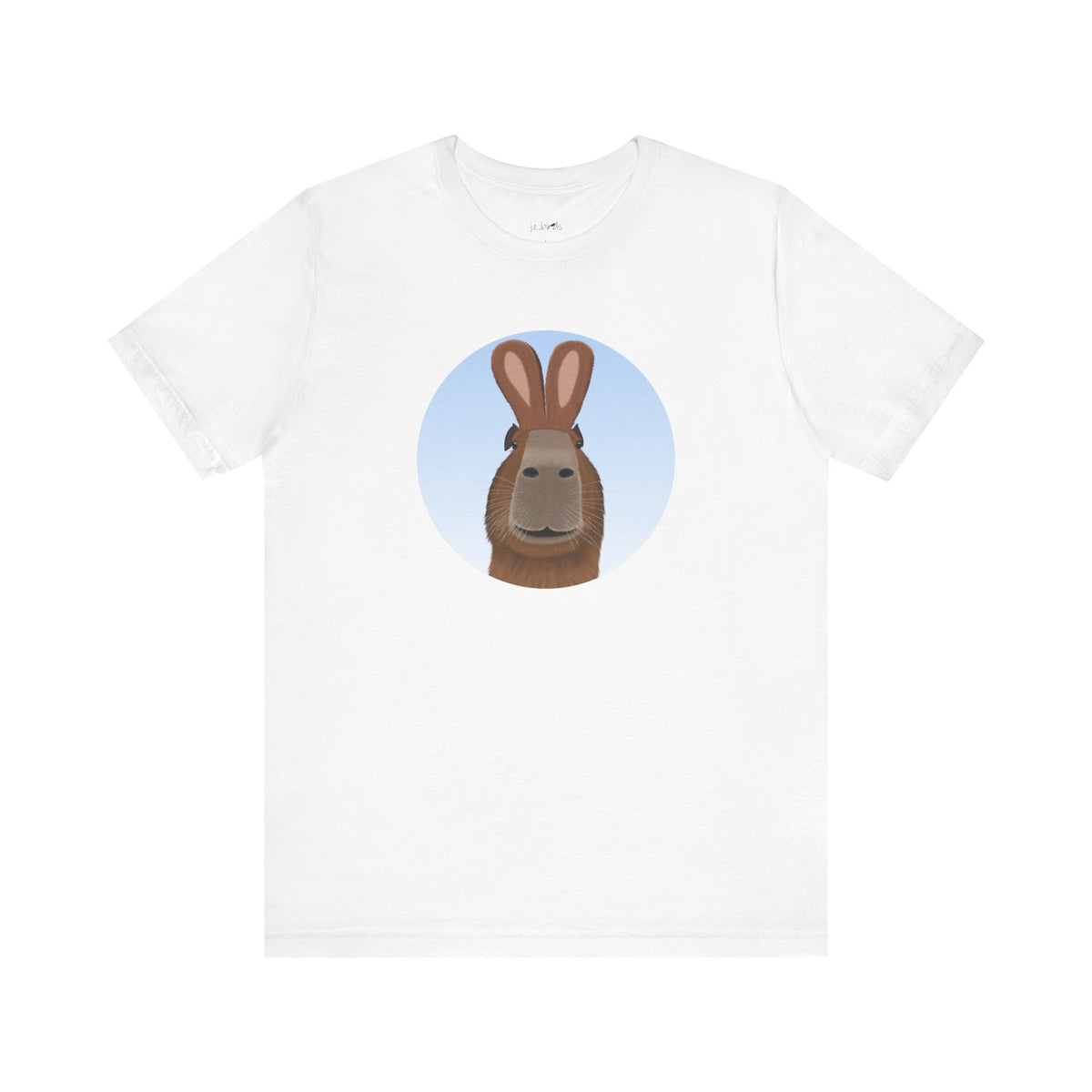 Capybara with Rabbit Ears Funny Bunny Easter T-Shirt on bird background