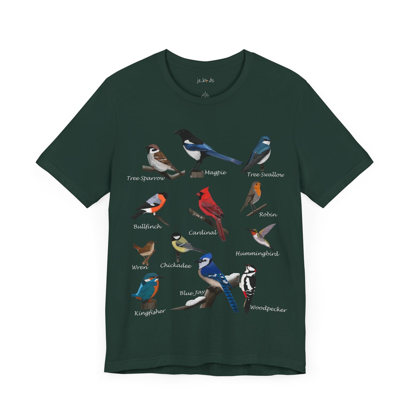 Garden Birds Blue Jay Cardinal Robin Chickadee Birding & Birdwatching Bird T-Shirt