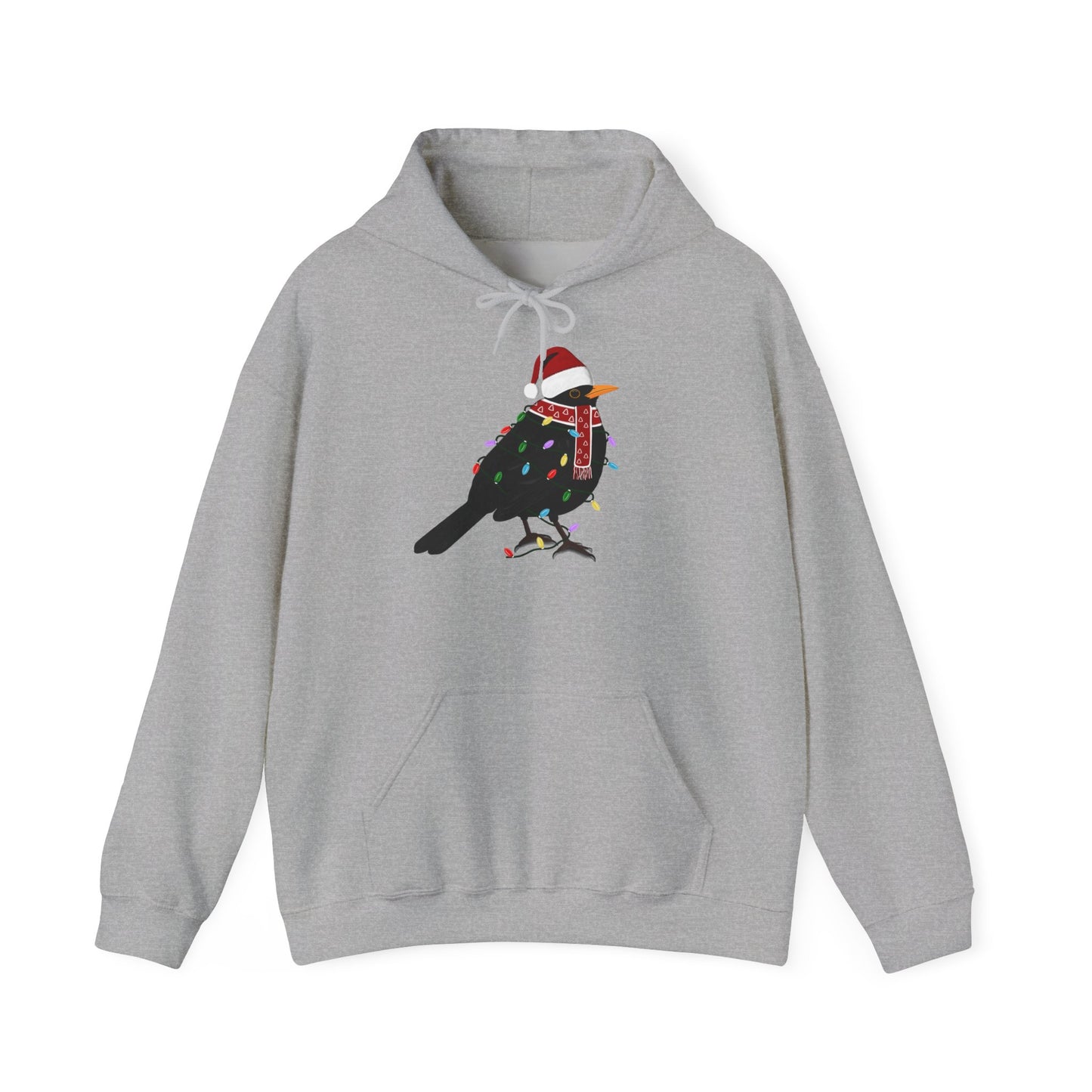 Amsel Weihnachts-Hoodie - Vogel als Weihnachtsmann mit Lichterkette Sweater