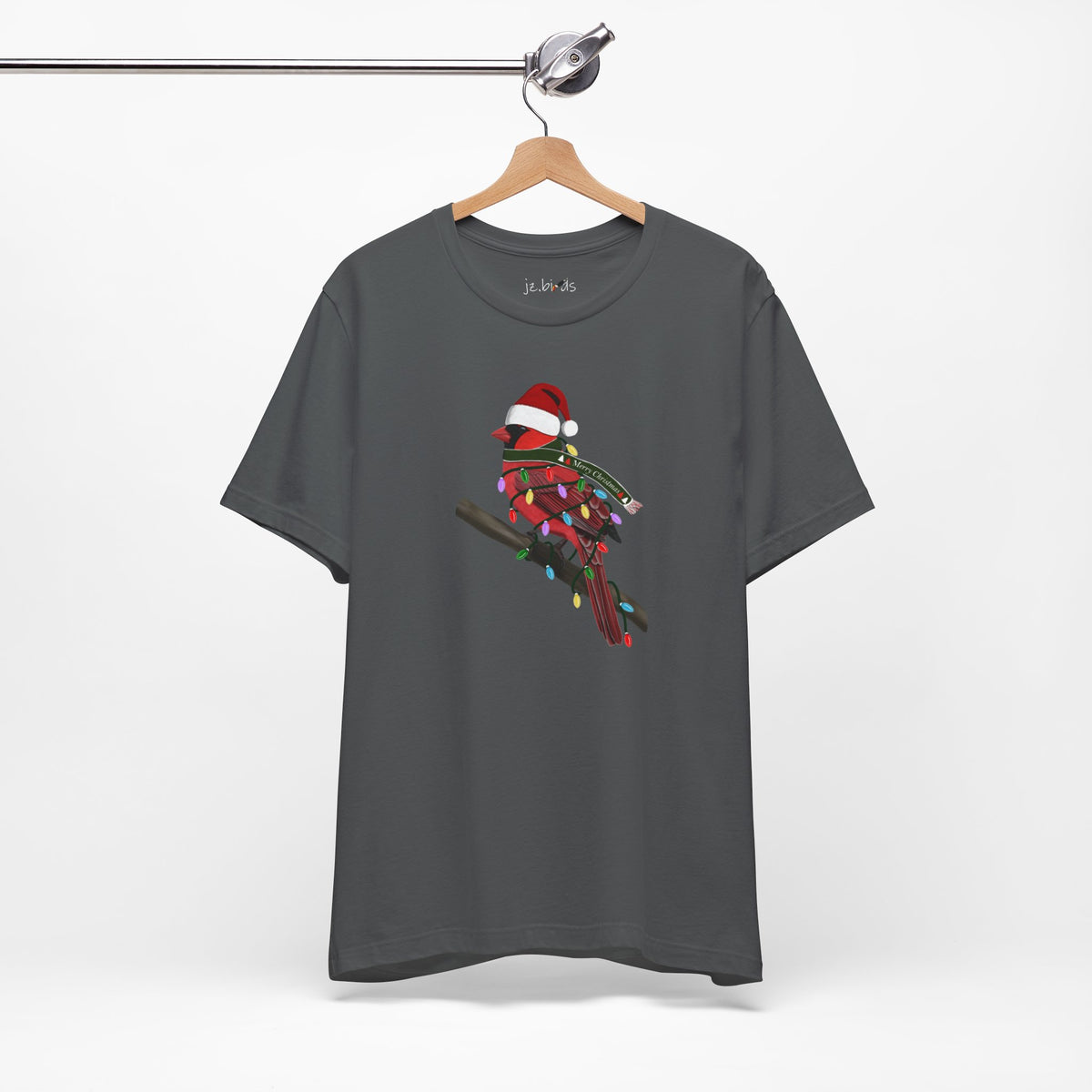 Cardinal with Fairy Lights Christmas Bird T-Shirt