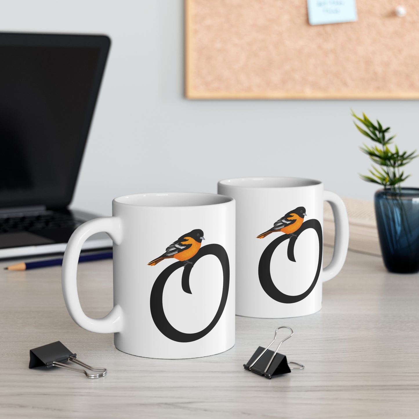 Oriole Letter O Bird Ceramic Mug 11oz White