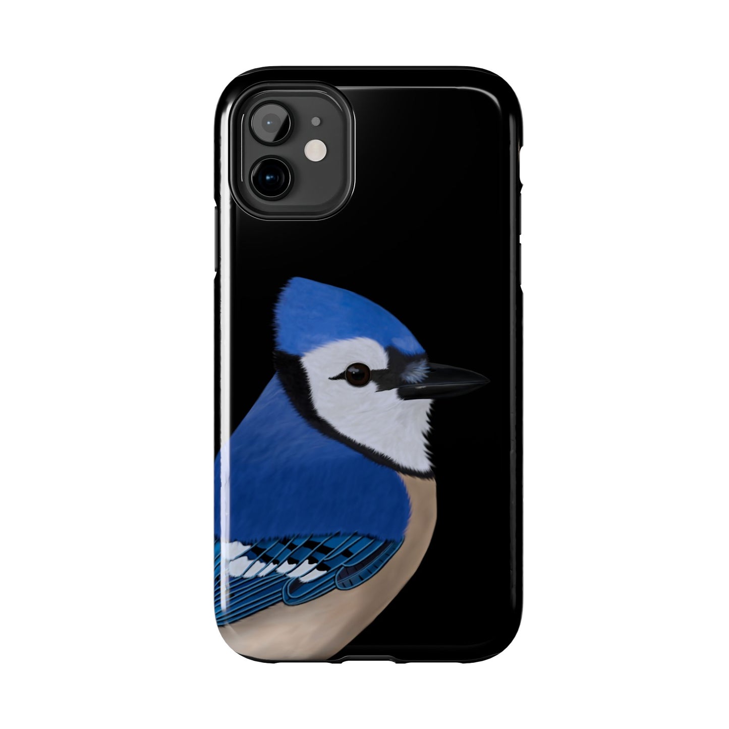 Blue Jay Bird Art Tough Phone Case Black