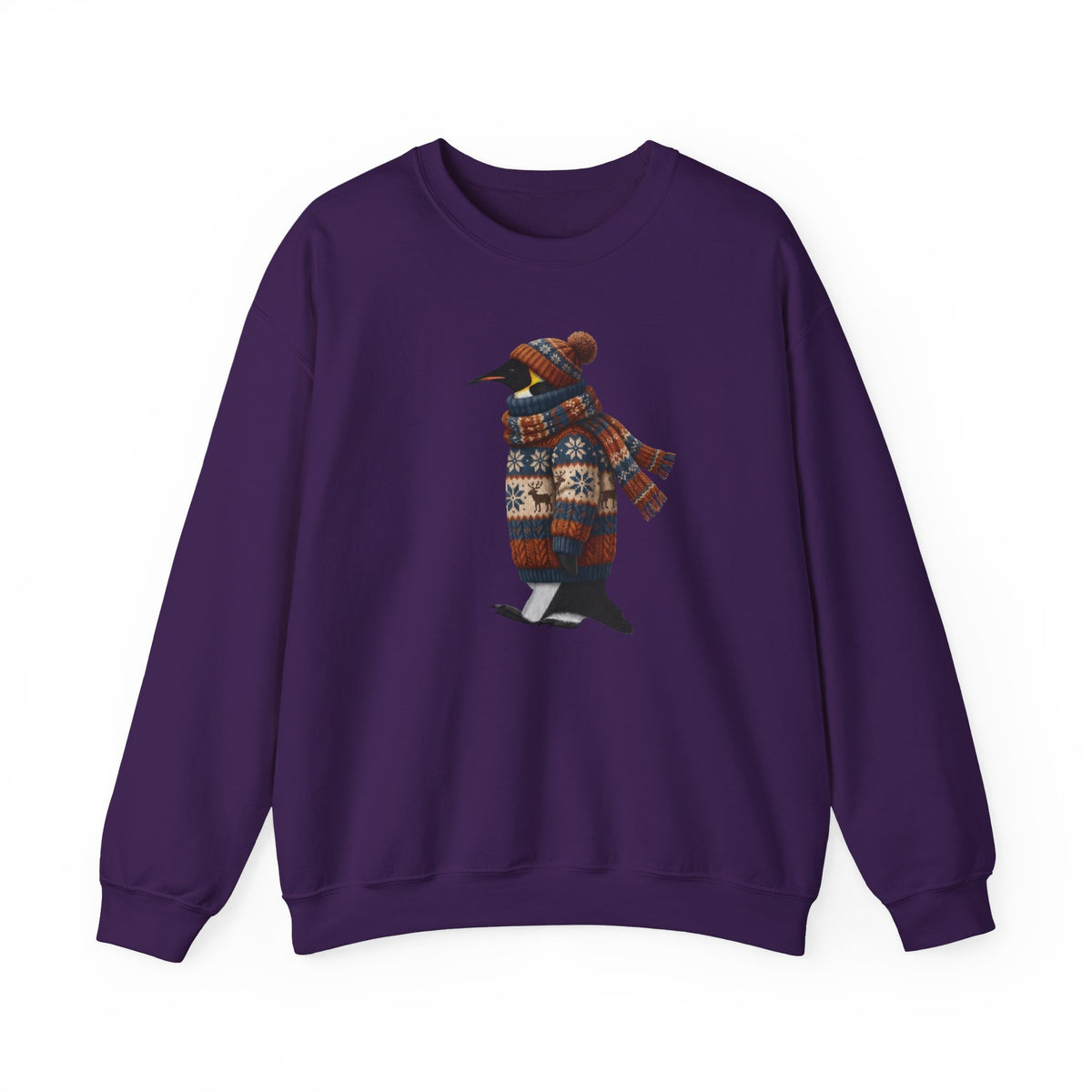 Penguin Winter Sweatshirt | Bird Watcher Crewneck Unisex Songbirds Wearing Knit Gift for Lovers Cozy in Sand