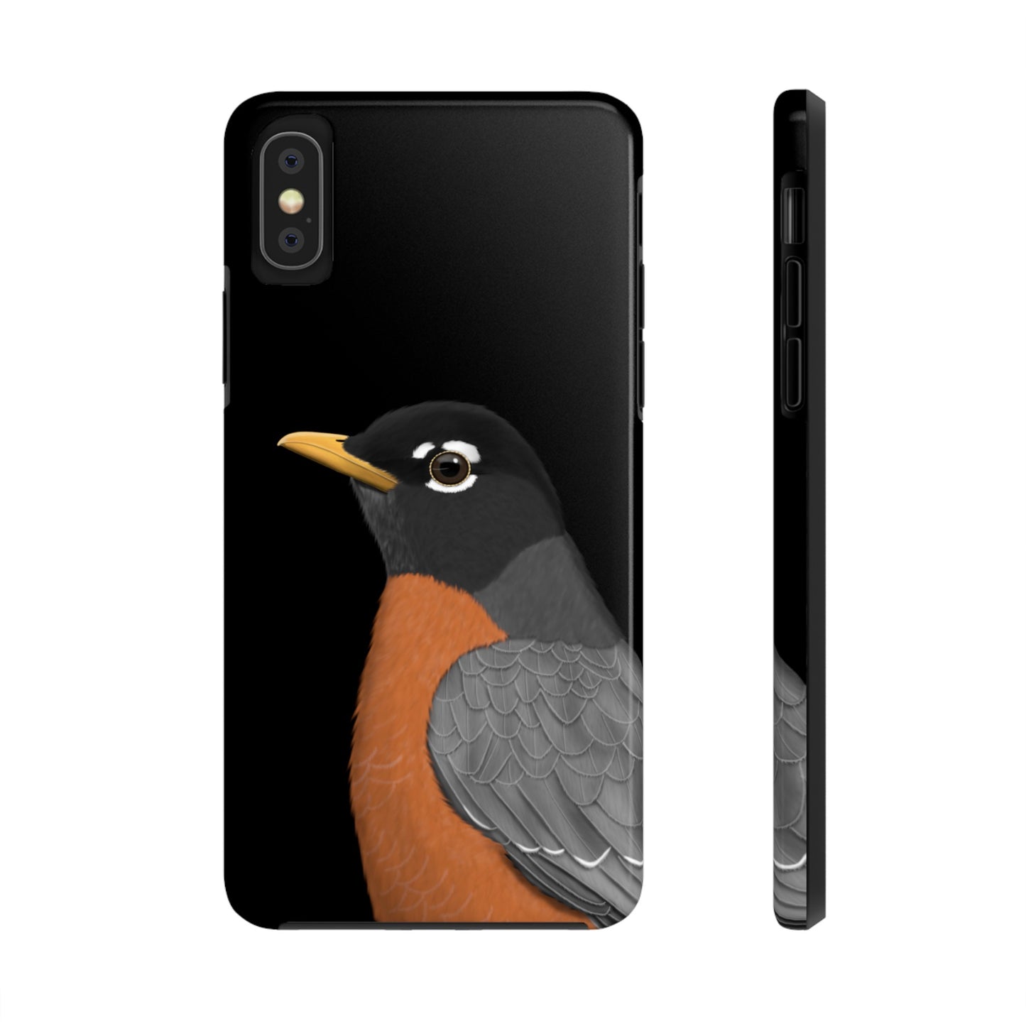 Robin Bird Art Tough Phone Case Black