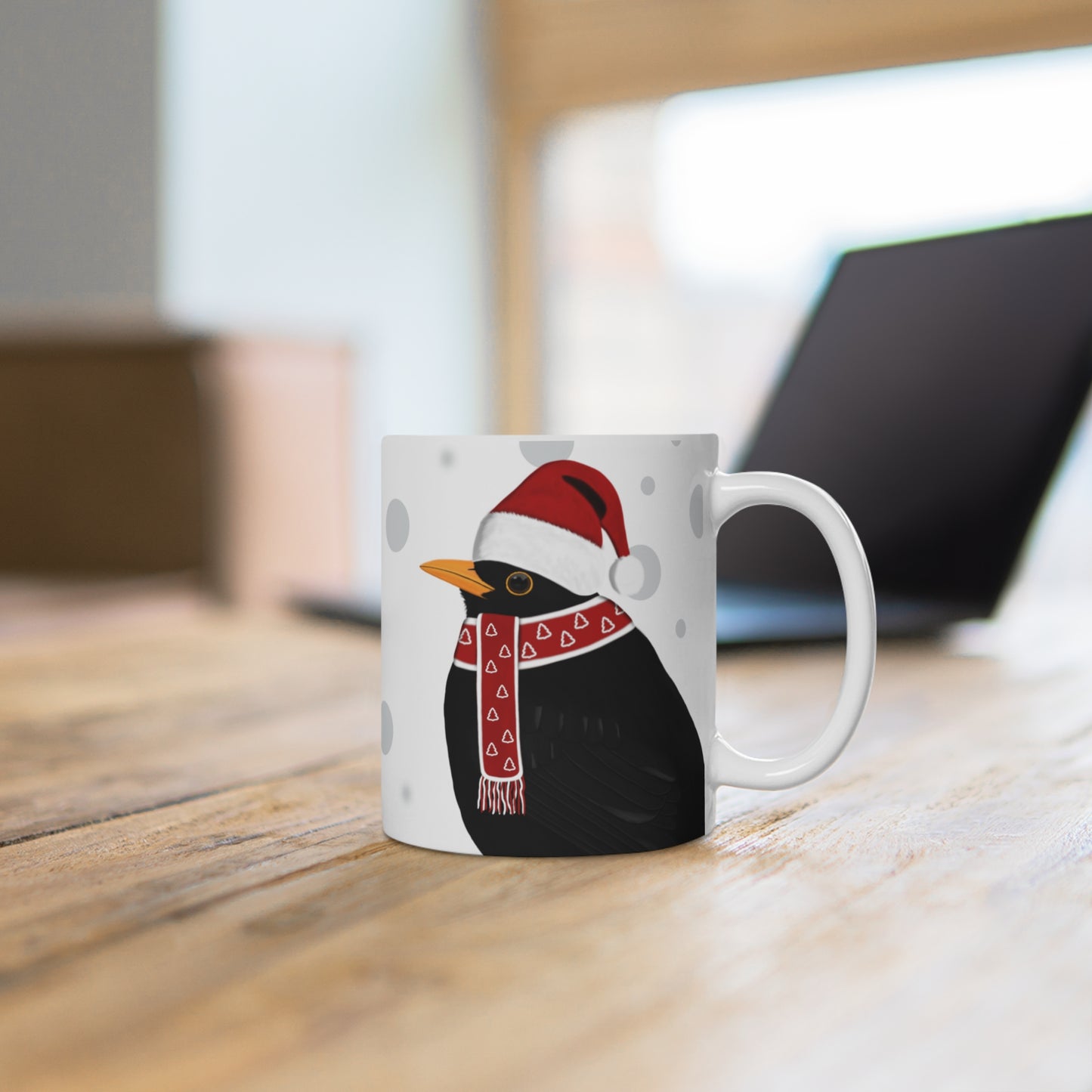 Amsel als Weihnachtsmann Vogel Tasse