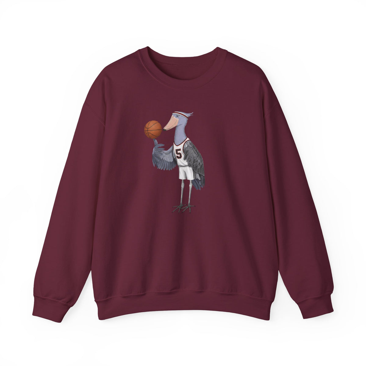 Shoebill Funny Basketball Bird Sweatshirt | Bird Watcher Crewneck | Unisex Unique Hoops Fan Gift