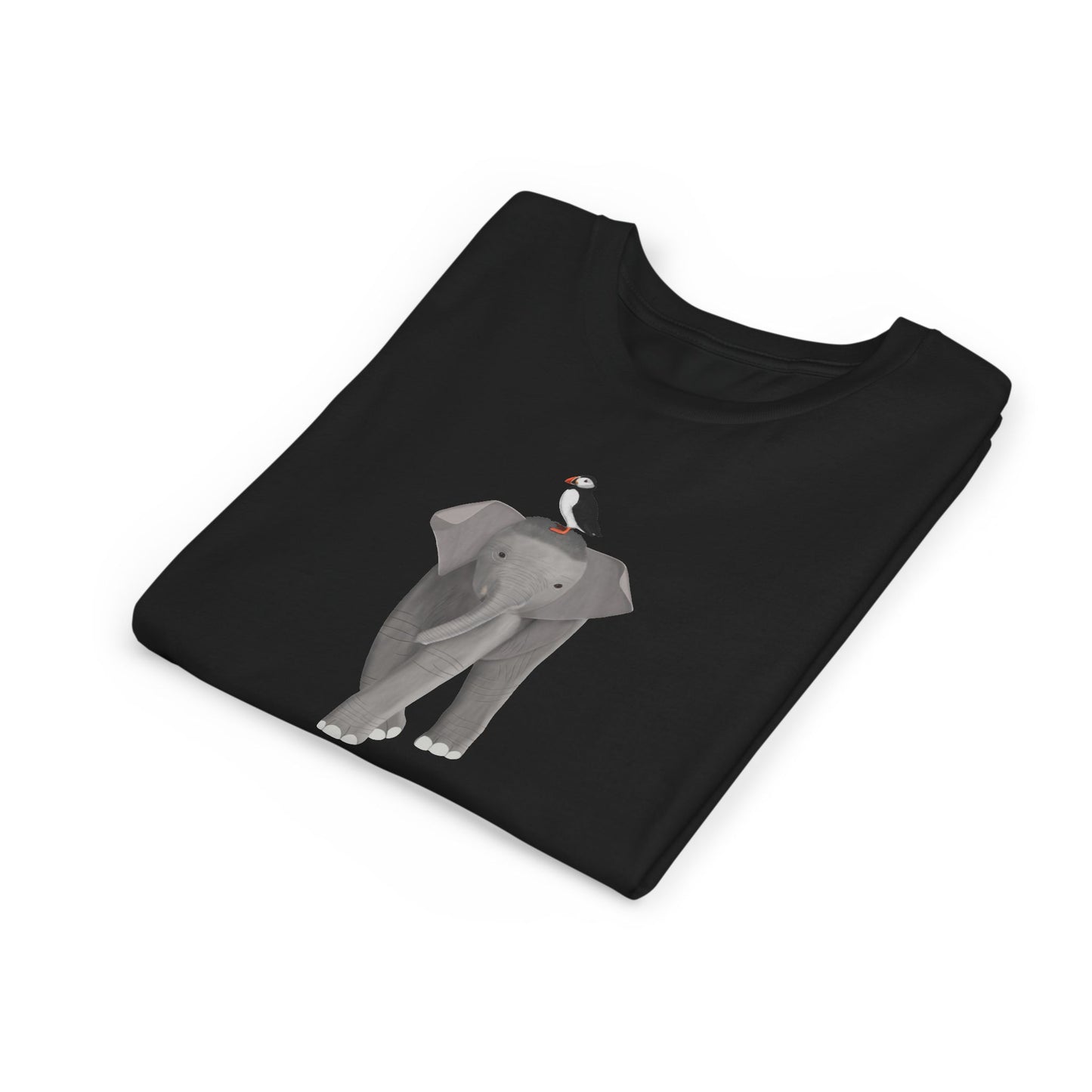 Elephant with Puffin Bird Youth T-Shirt