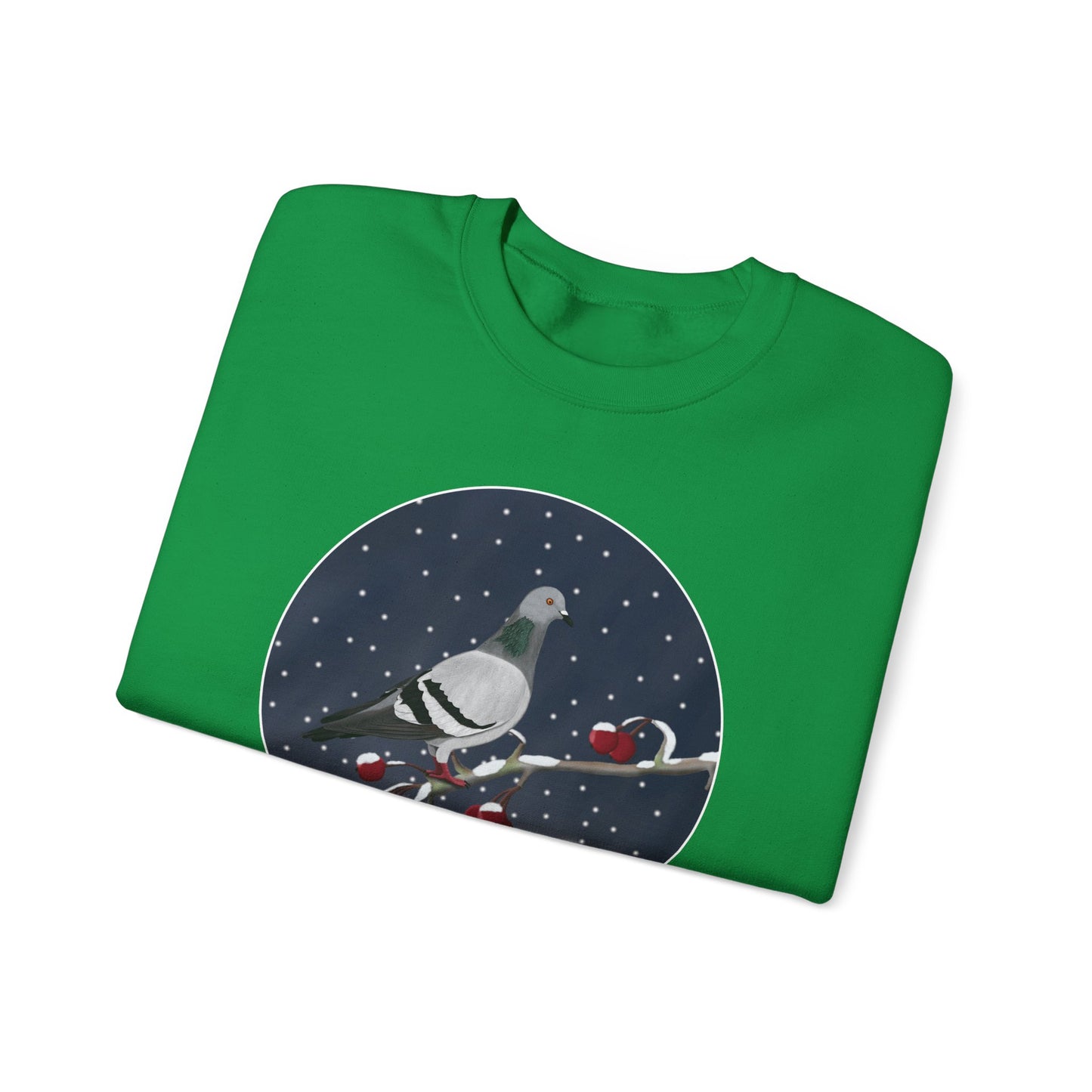 Pigeon on a Winter Branch Birdwatcher Christmas Bird Sweatshirt