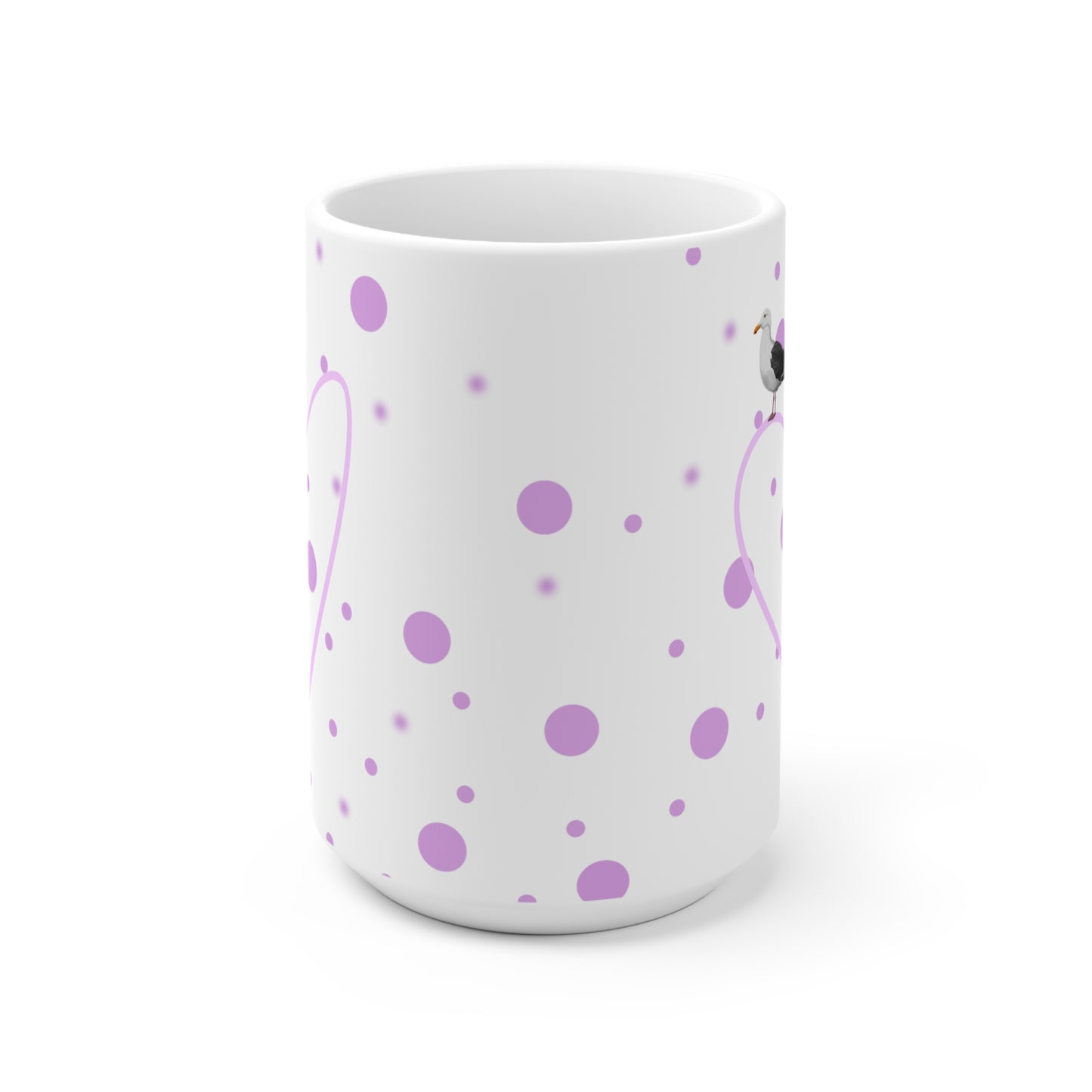 Möwe mit Herz Valentinstag Vogel Tasse Punkte Rosa