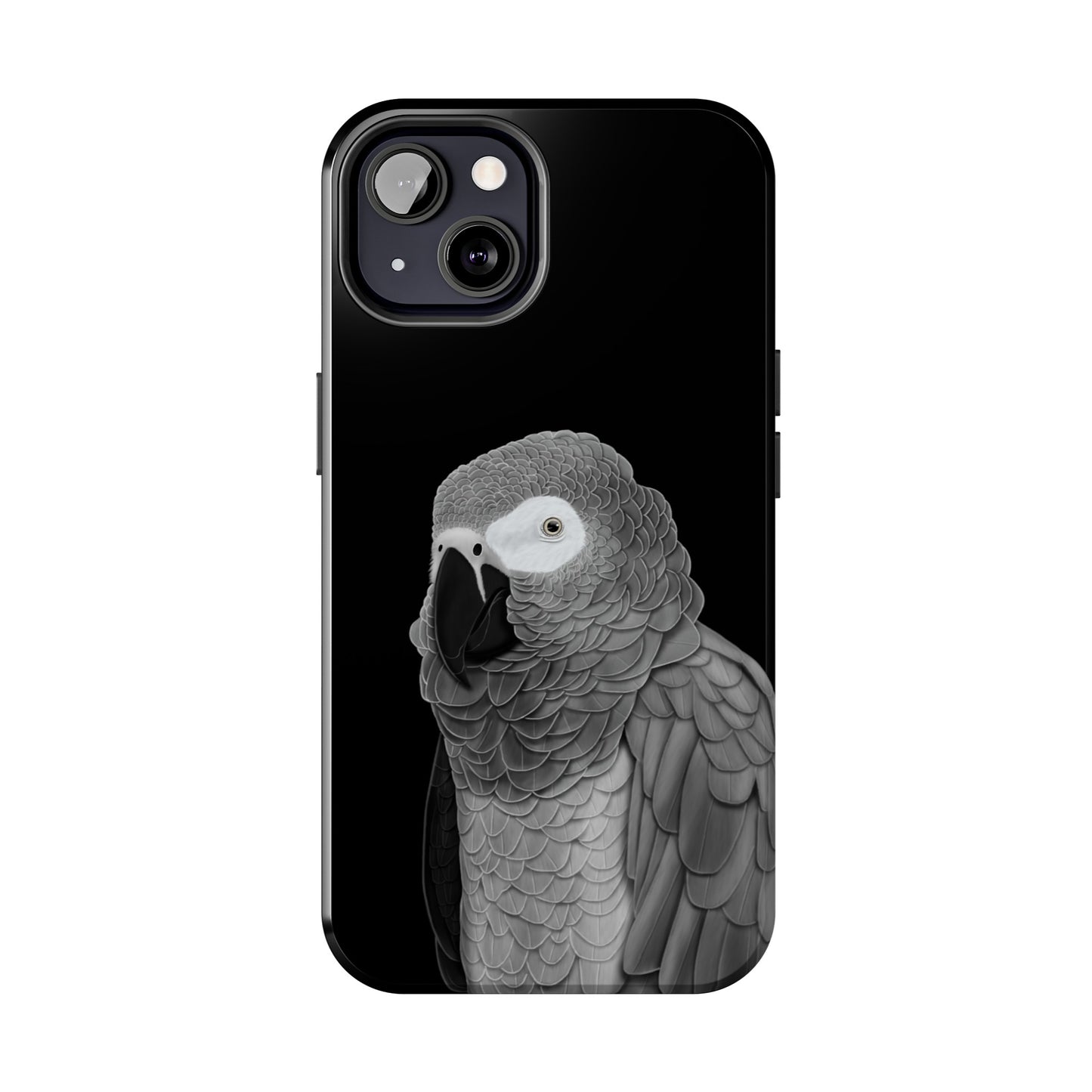 Grey Parrot Bird Art Tough Phone Case Black