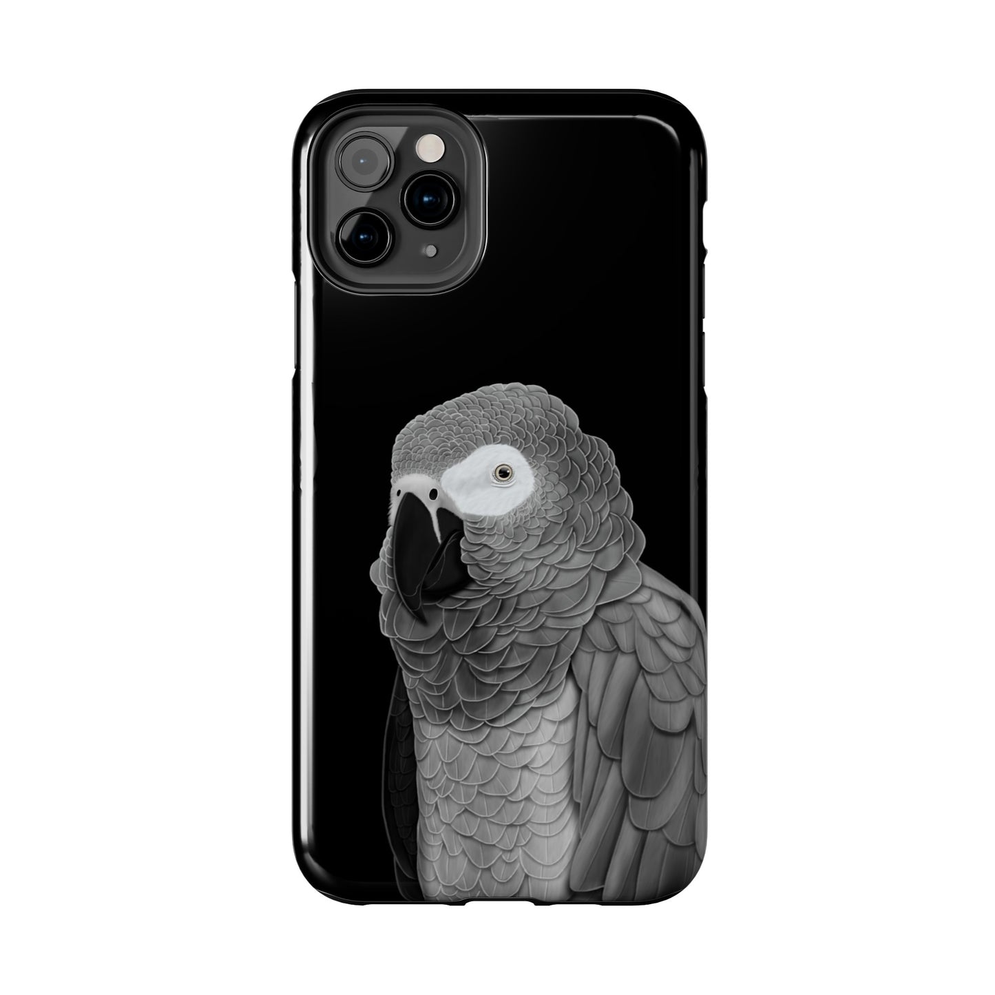 Grey Parrot Bird Art Tough Phone Case Black