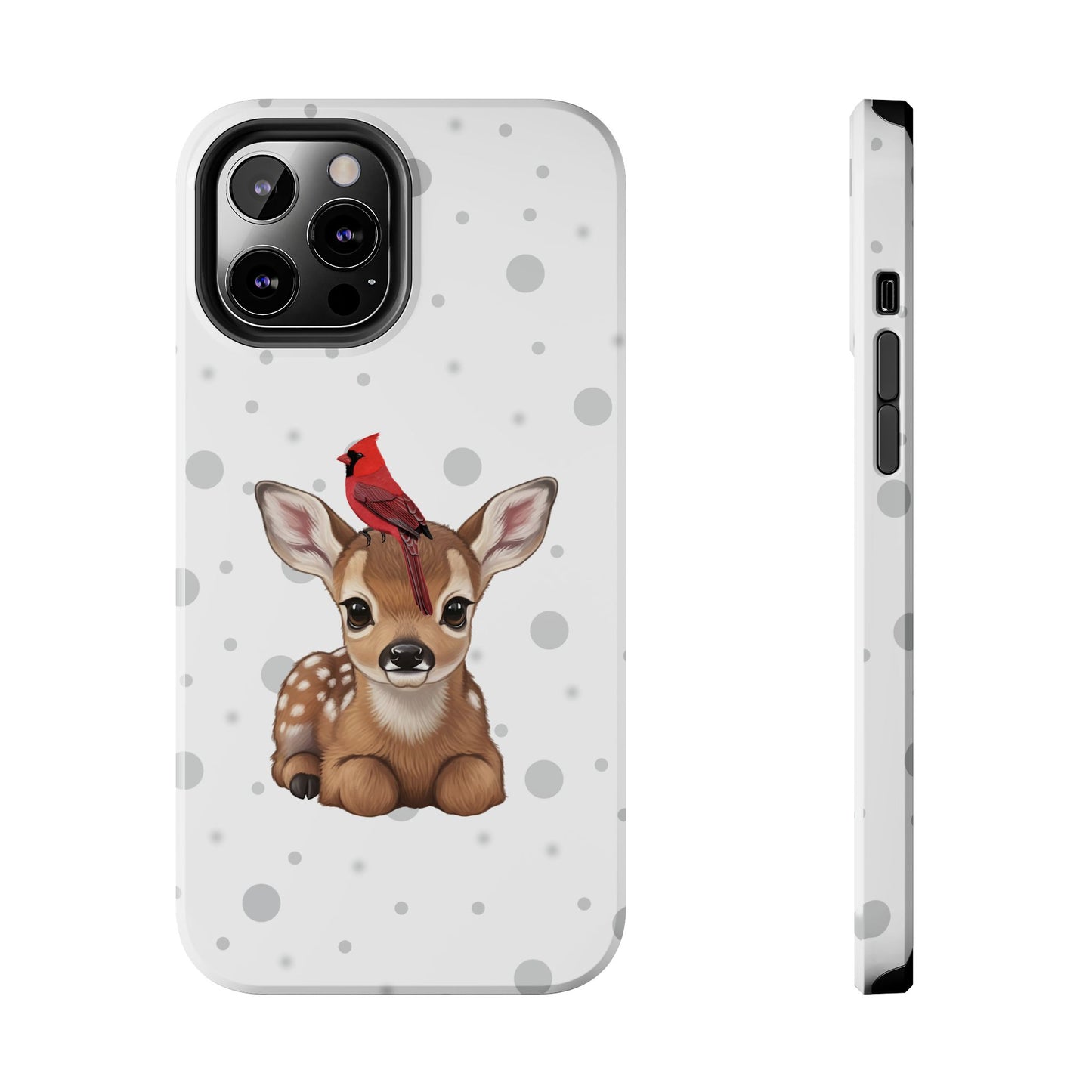 Cute Fawn with a Cardinal Animal iPhone Case - Dual-Layer PC/TPU Protective Cover for iPhone